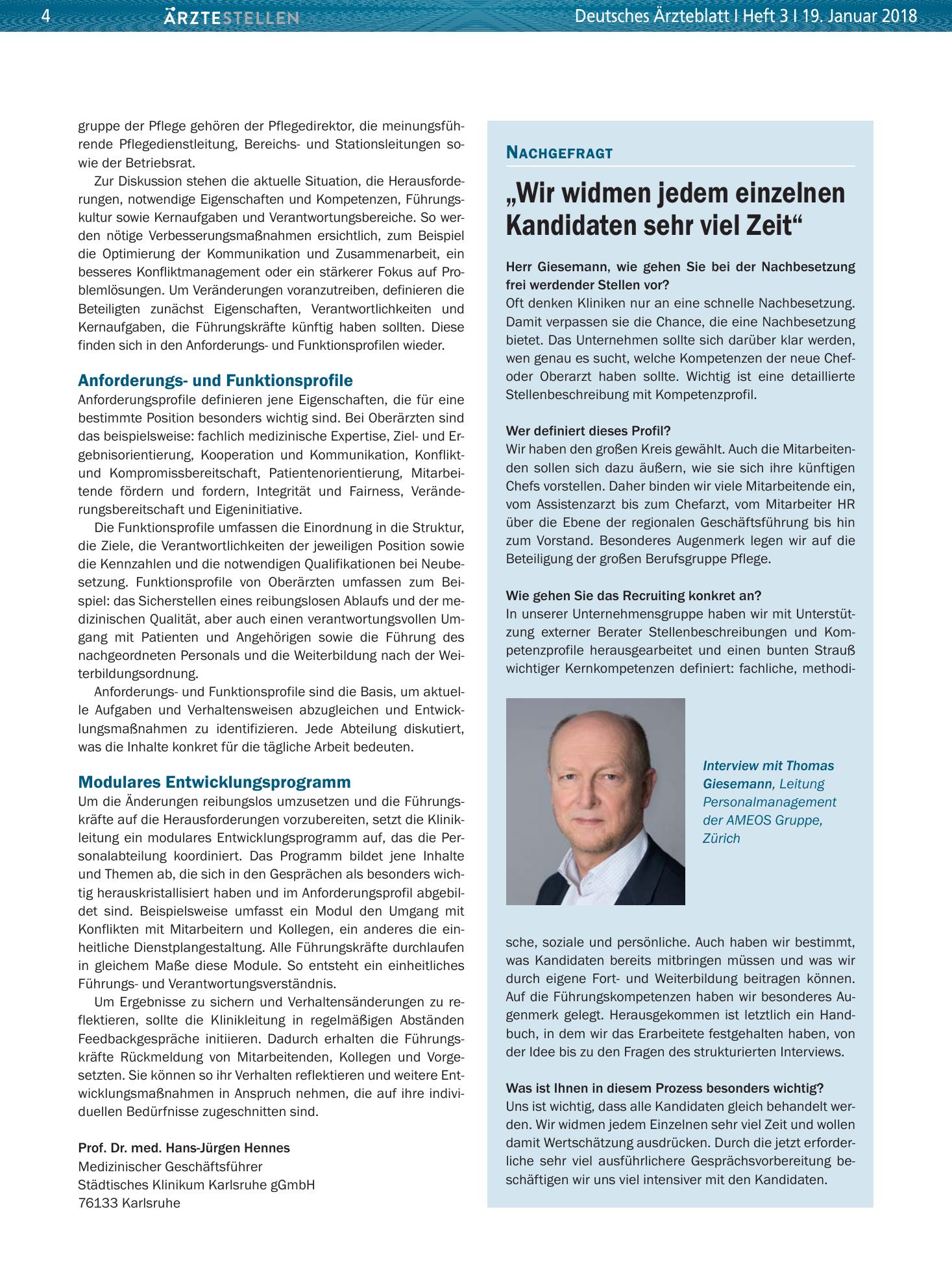 Vorschauseite 1: „Wir widmen jedem einzelnen Kandidaten sehr viel Zeit“ – Deutsches Ärzteblatt
