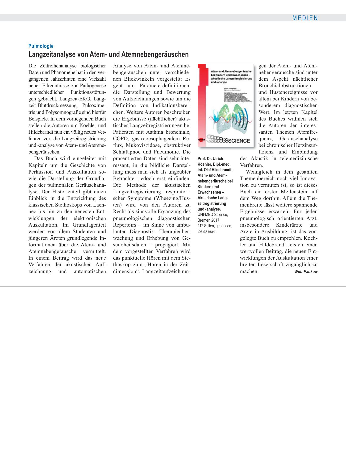 Vorschauseite 1: Pulmologie: Langzeitanalyse von Atem- und Atemnebengeräuschen – Deutsches Ärzteblatt
