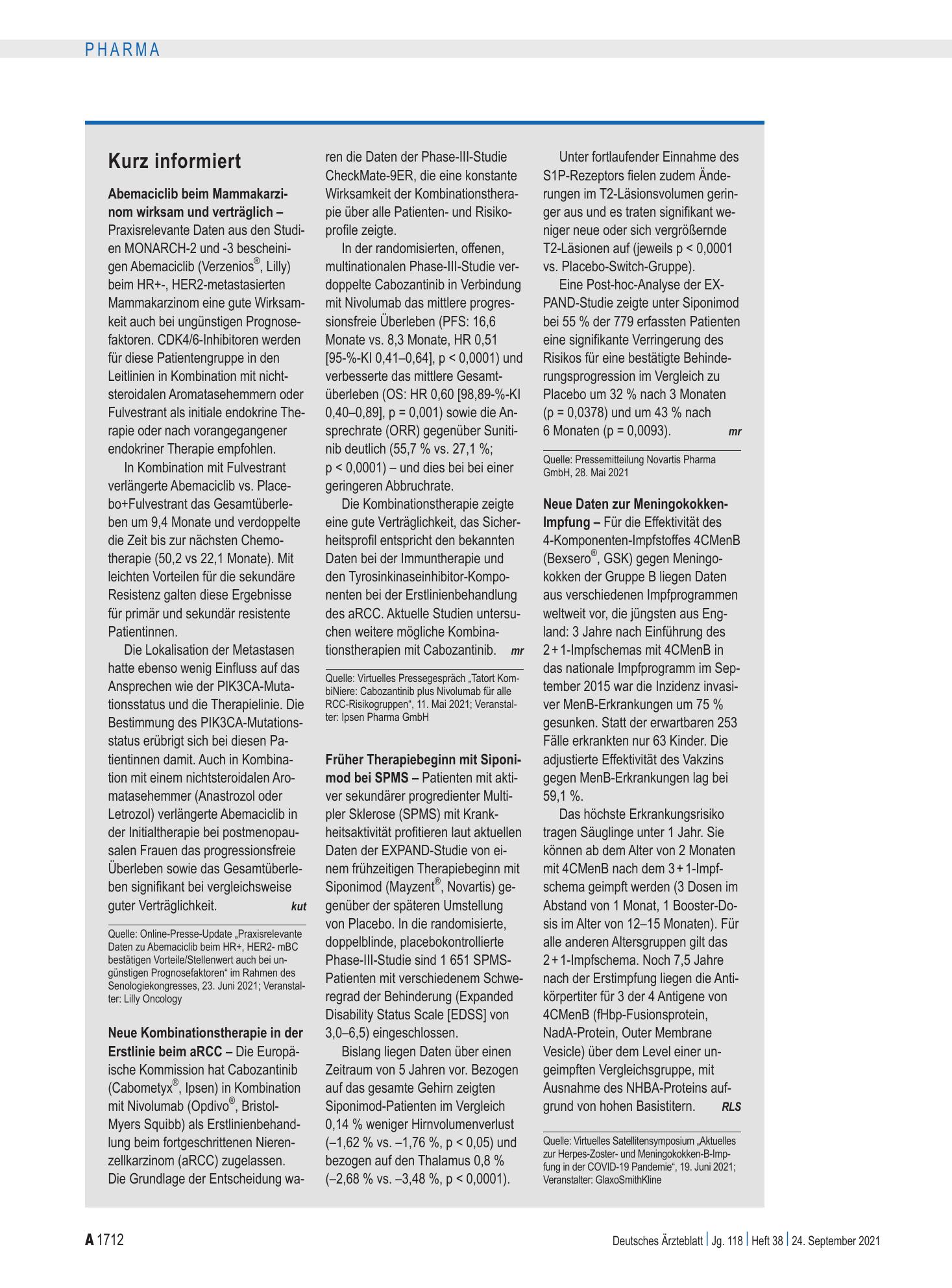 Vorschauseite 1: Kurz informiert – Deutsches Ärzteblatt