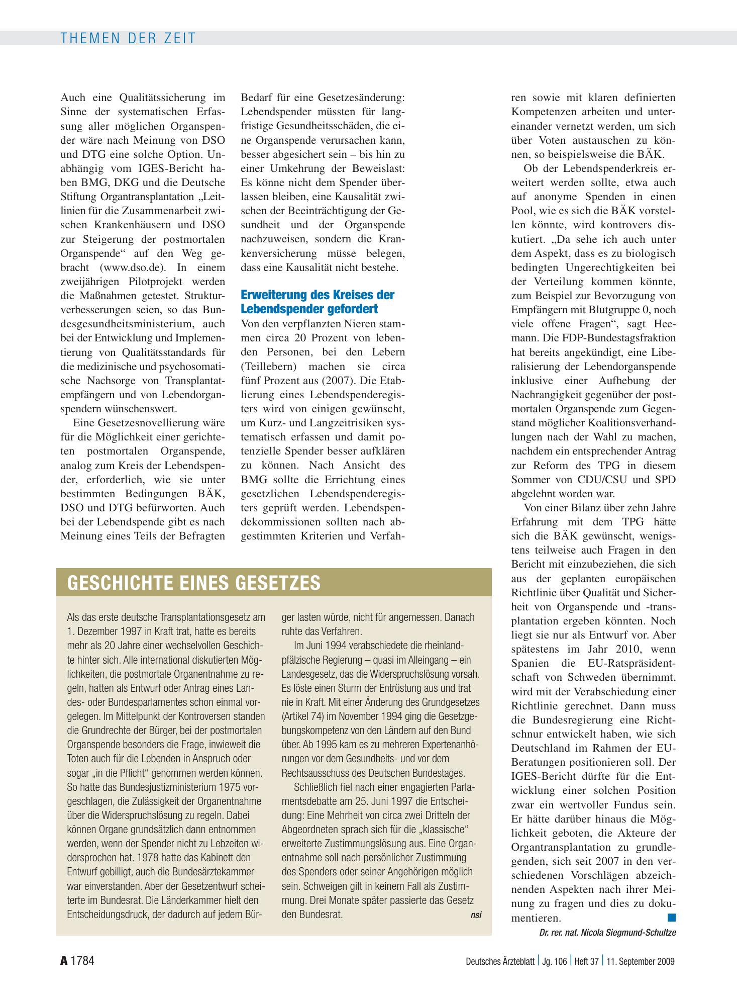 Vorschauseite 1: Geschichte eines Gesetzes – Deutsches Ärzteblatt