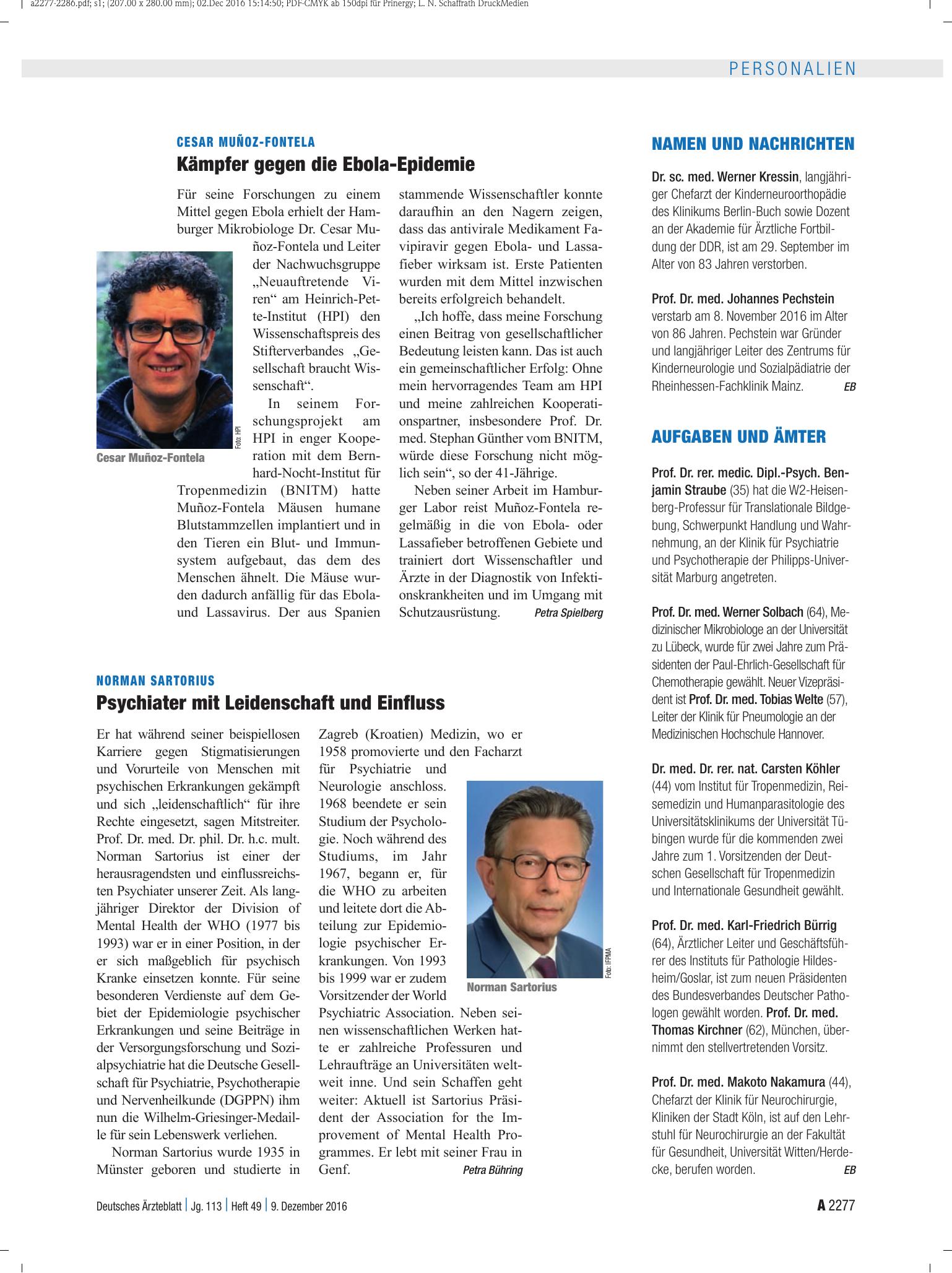 Vorschauseite 1: Aufgaben und Ämter – Deutsches Ärzteblatt