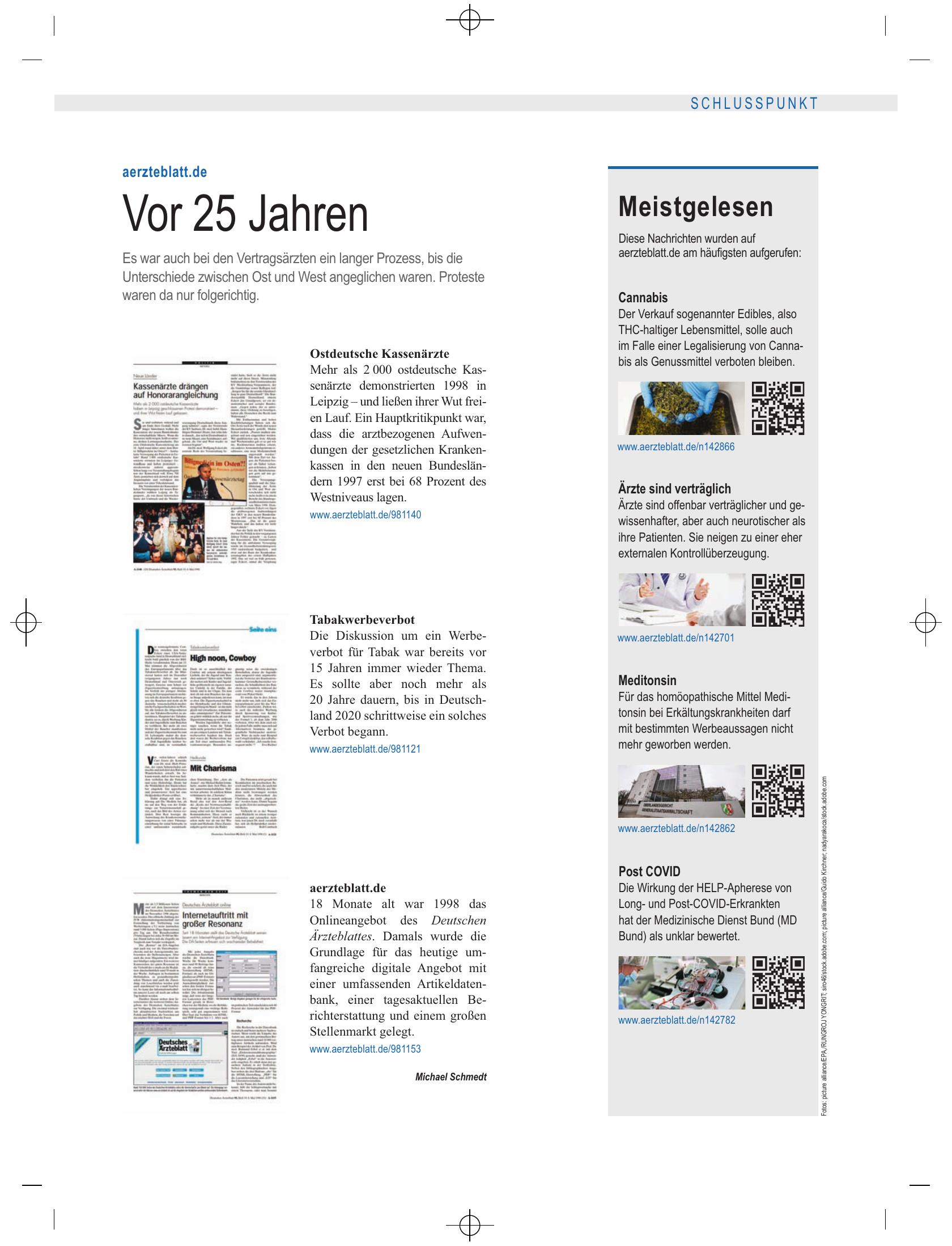 Vorschauseite 1: Meistgelesen – Deutsches Ärzteblatt