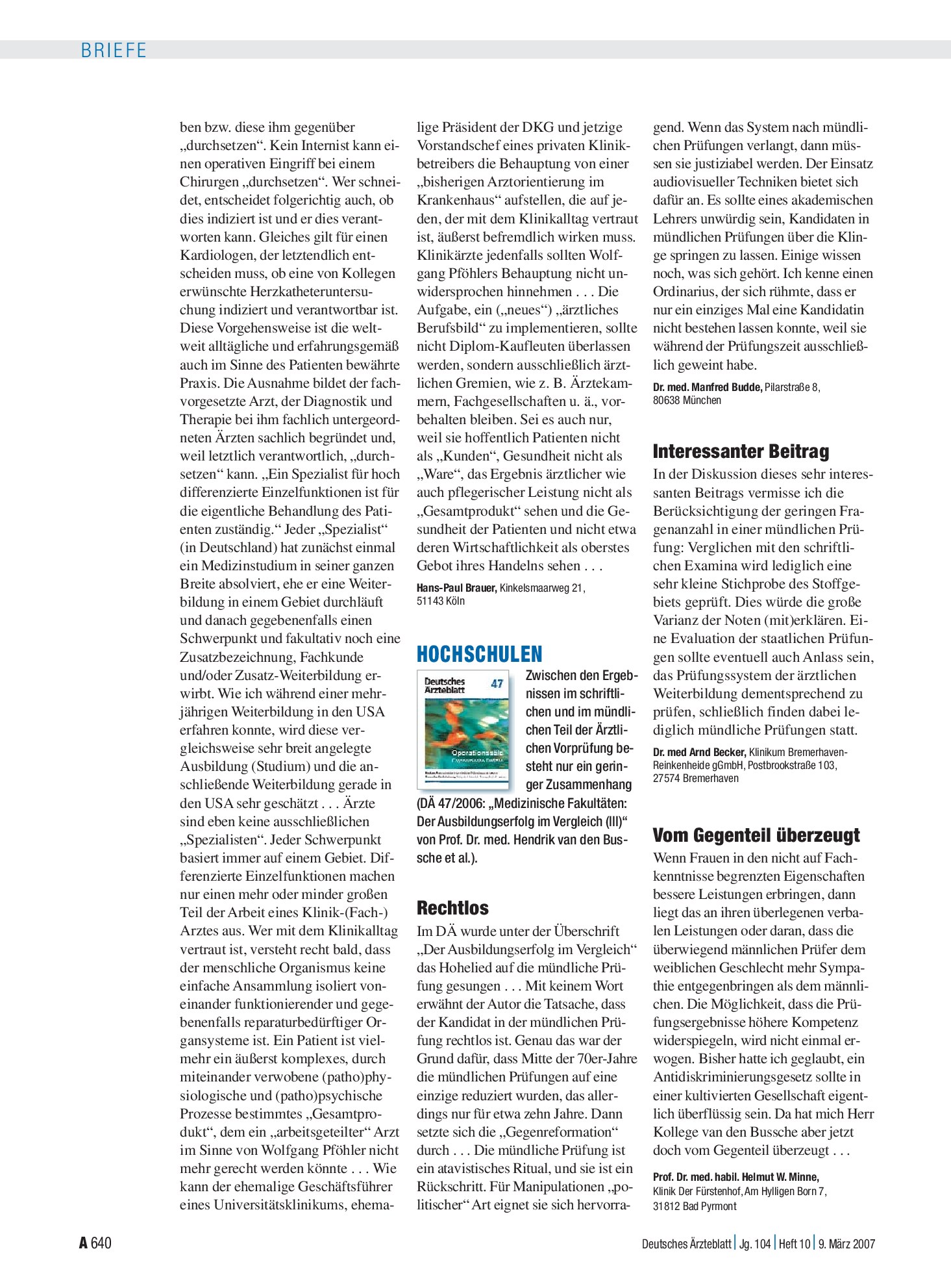 Vorschauseite 1: Hochschulen: Interessanter Beitrag – Deutsches Ärzteblatt
