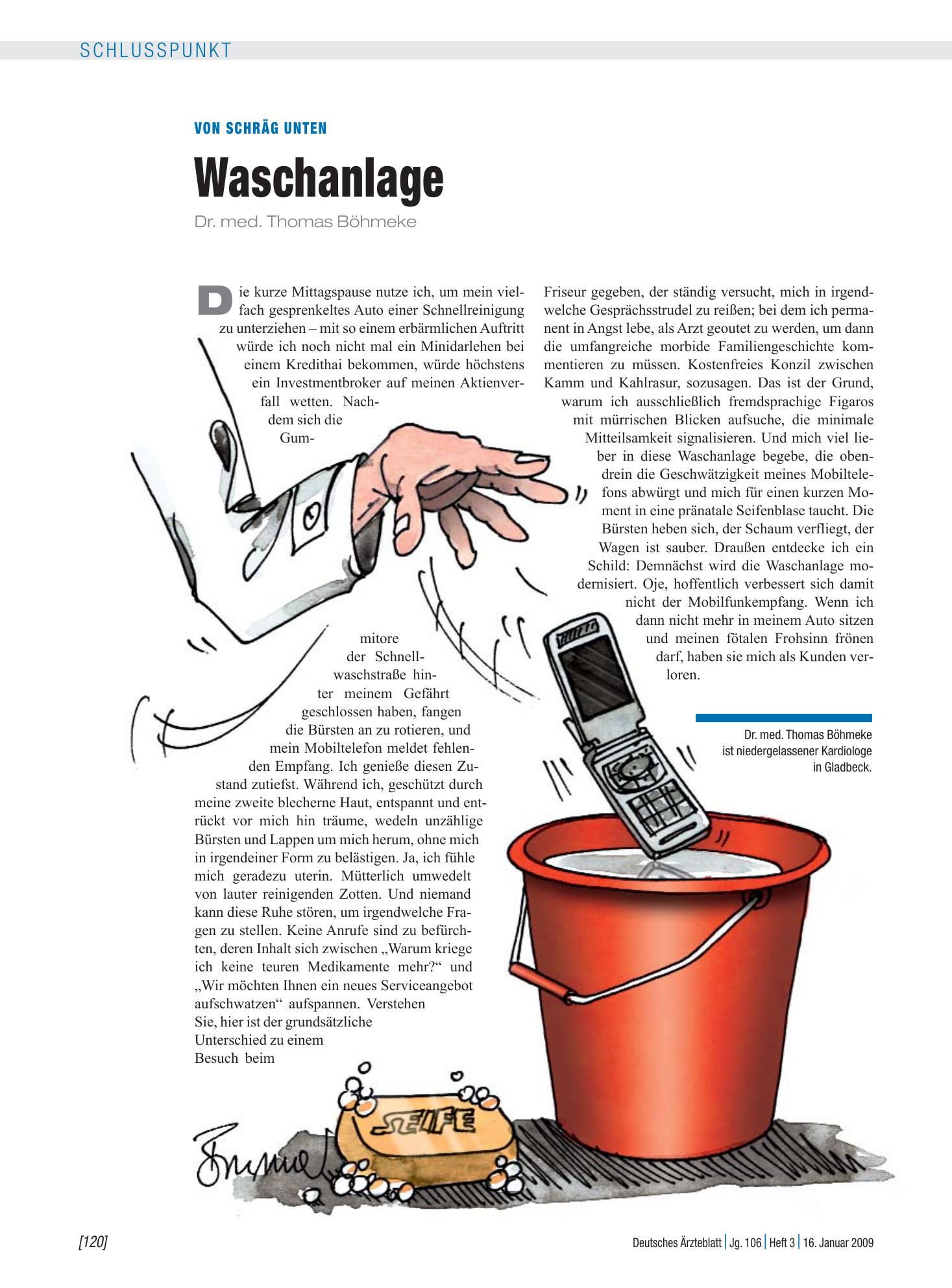 Vorschauseite 1: Von schräg unten: Waschanlage – Deutsches Ärzteblatt