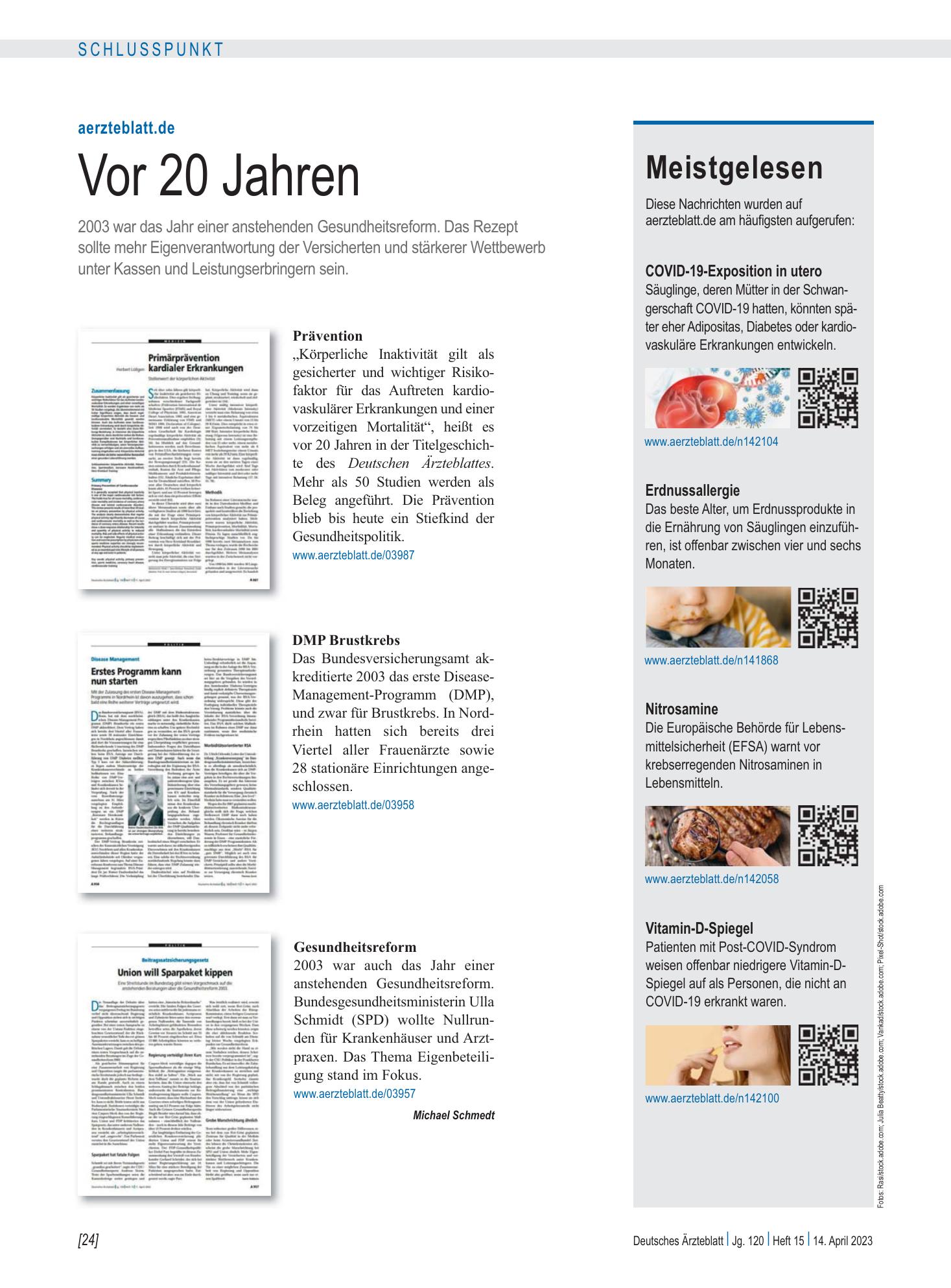 Vorschauseite 1: Meistgelesen – Deutsches Ärzteblatt