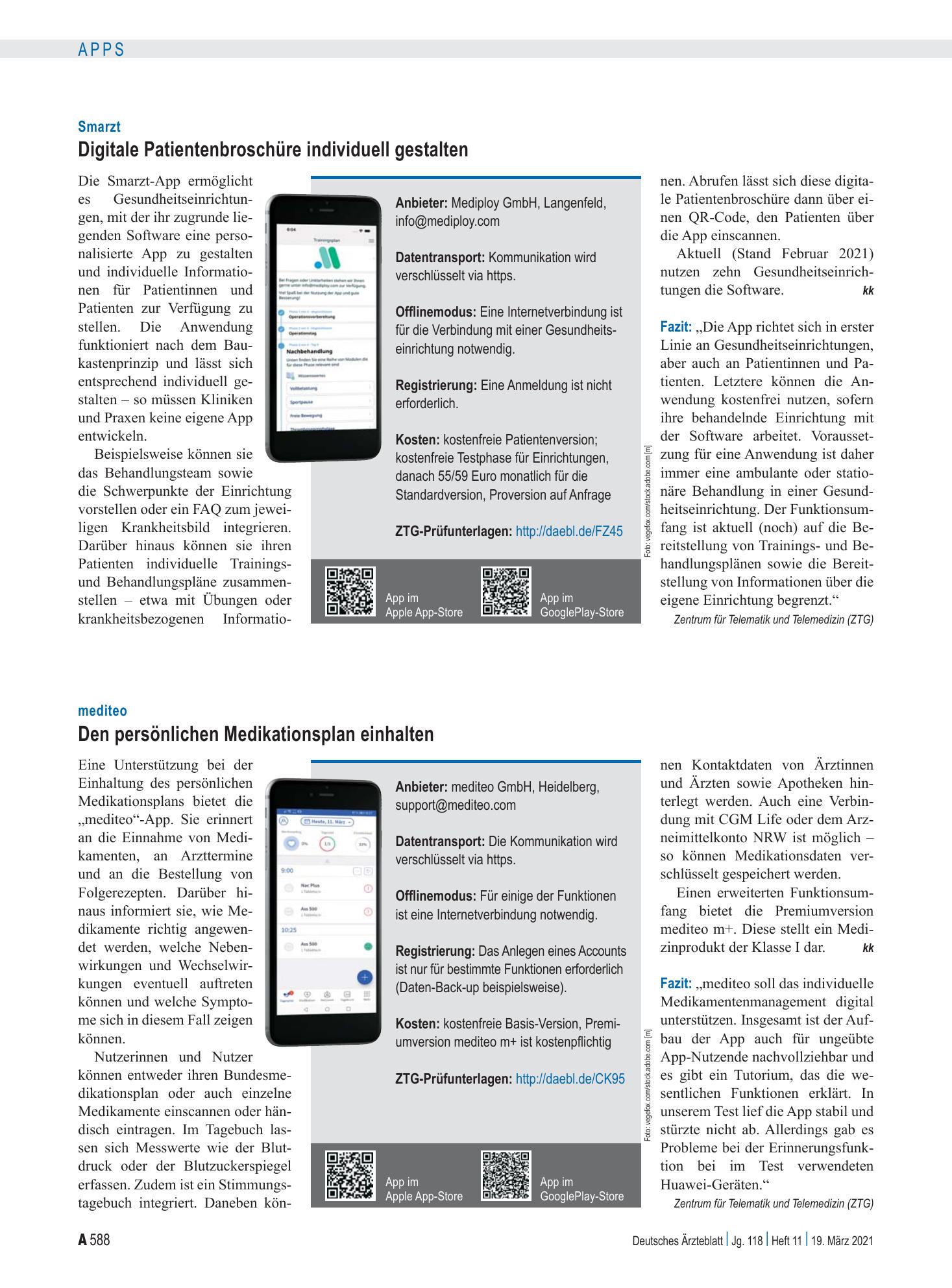 Vorschauseite 1: mediteo: Den persönlichen Medikationsplan einhalten – Deutsches Ärzteblatt