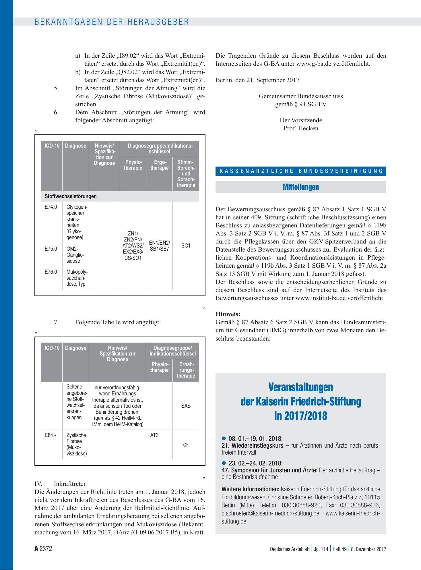 Vorschauseite 1: Mitteilungen – Deutsches Ärzteblatt
