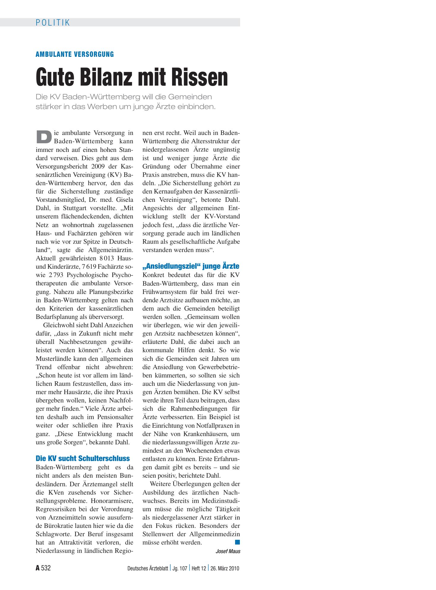 Vorschauseite 1: Ambulante Versorgung: Gute Bilanz mit Rissen – Deutsches Ärzteblatt