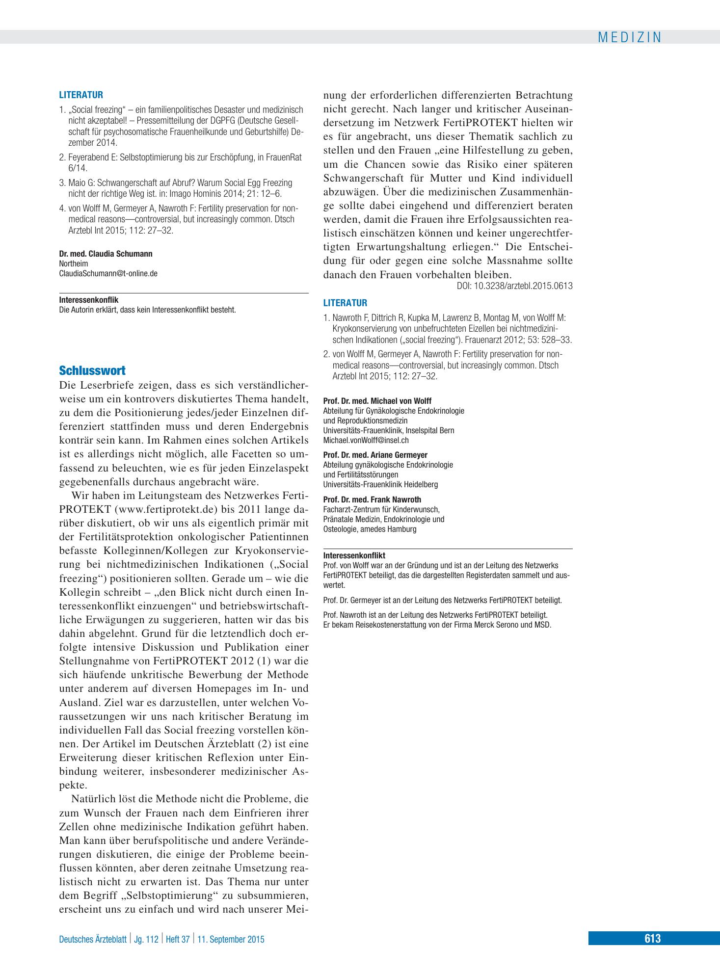 Vorschauseite 1: Schlusswort – Deutsches Ärzteblatt
