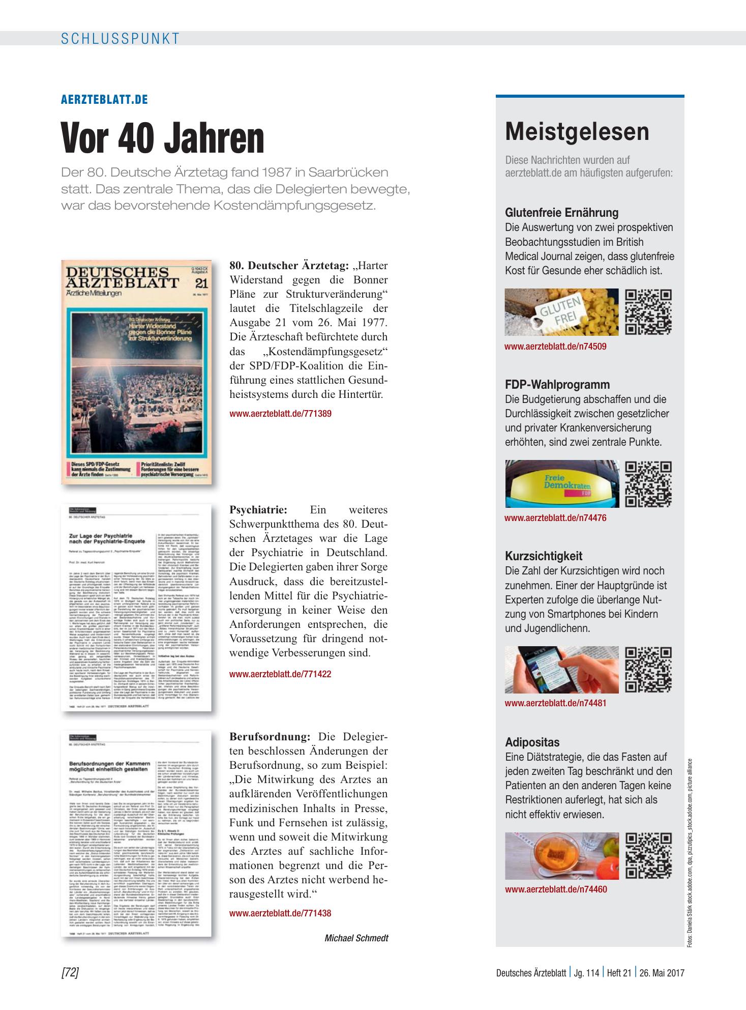 Vorschauseite 1: Meistgelesen – Deutsches Ärzteblatt