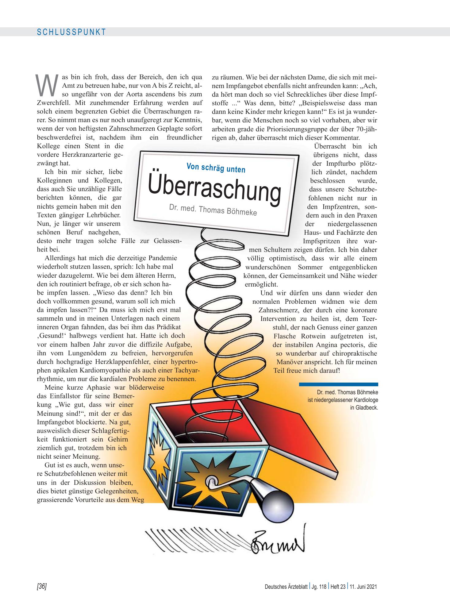 Vorschauseite 1: Von schräg unten: Überraschung – Deutsches Ärzteblatt