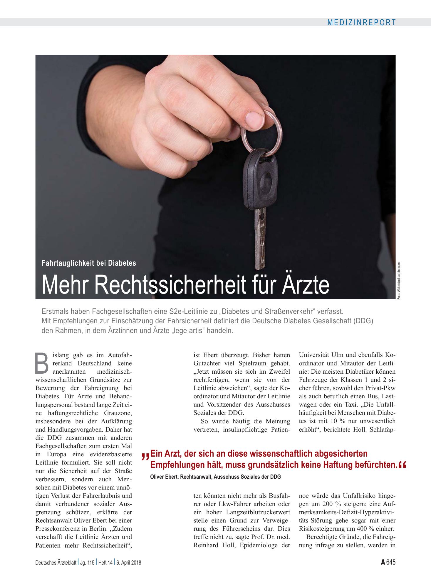 Vorschauseite 1: Fahrtauglichkeit bei Diabetes: Mehr Rechtssicherheit für Ärzte – Deutsches Ärzteblatt