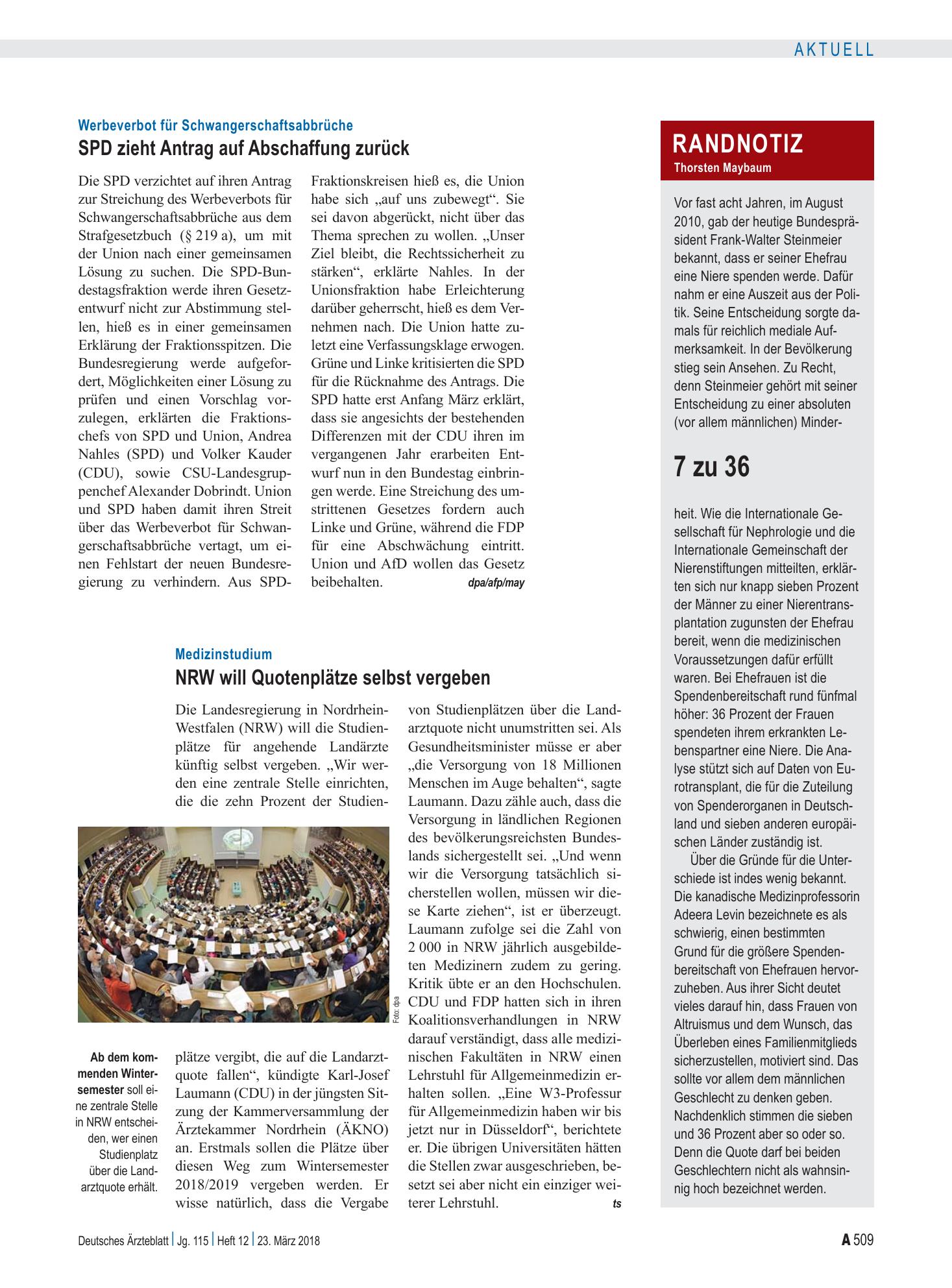 Vorschauseite 1: Randnotiz: 7 zu 36 – Deutsches Ärzteblatt
