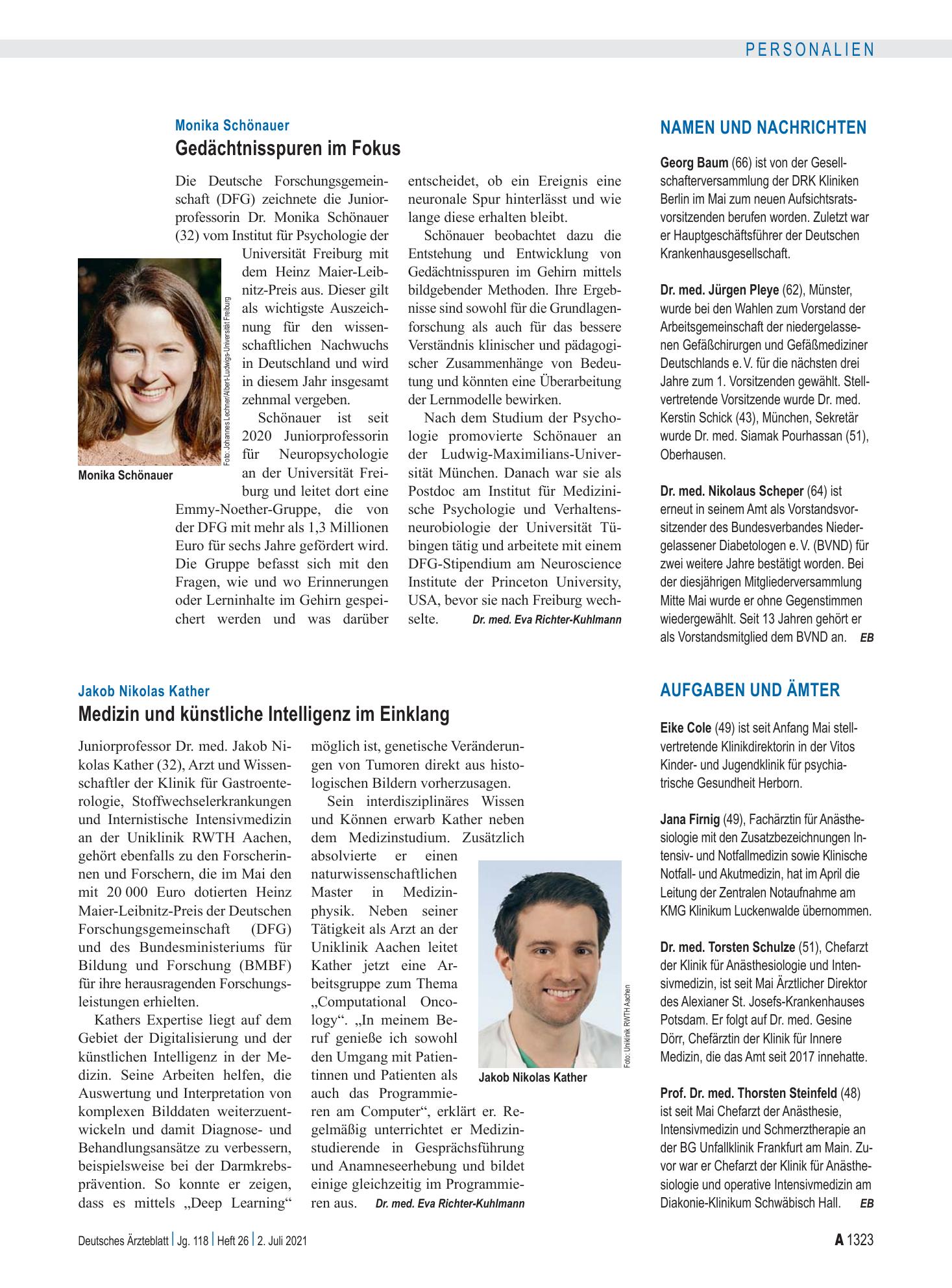 Vorschauseite 1: Aufgaben und Ämter – Deutsches Ärzteblatt