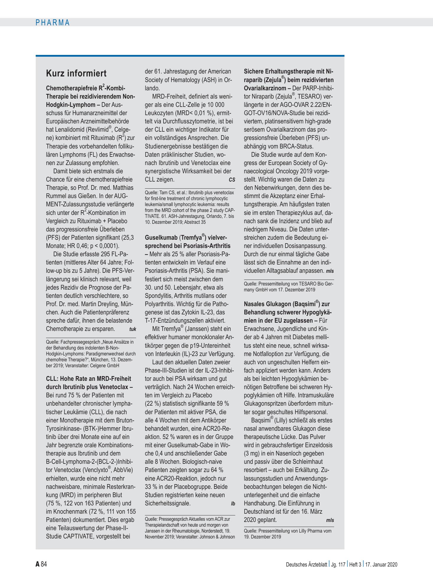 Vorschauseite 1: Kurz informiert – Deutsches Ärzteblatt