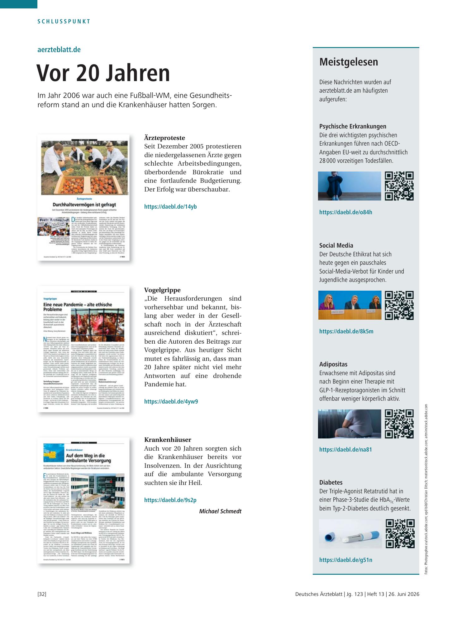 Vorschauseite 1: Meistgelesen – Deutsches Ärzteblatt