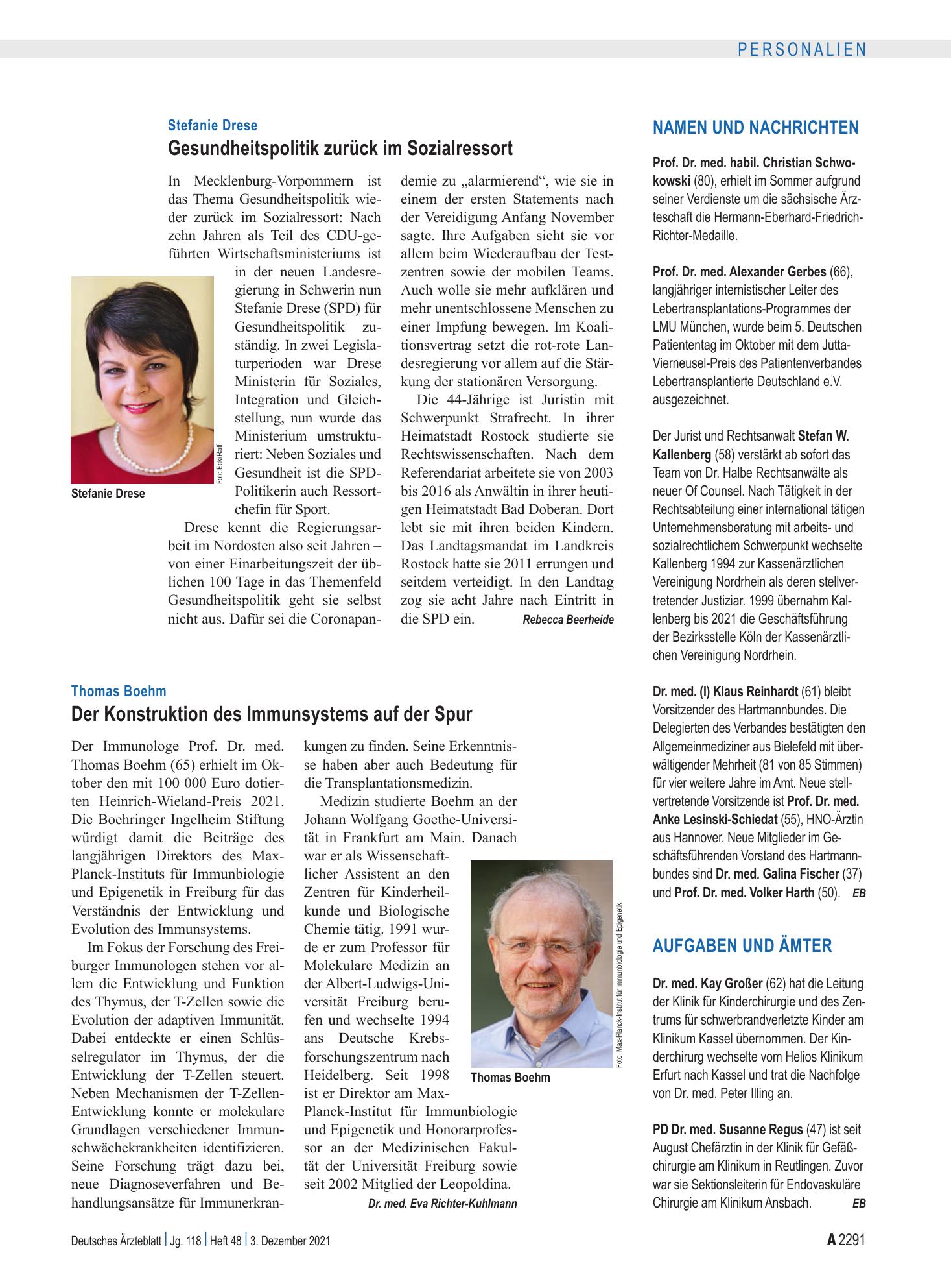 Vorschauseite 1: Aufgaben und Ämter – Deutsches Ärzteblatt