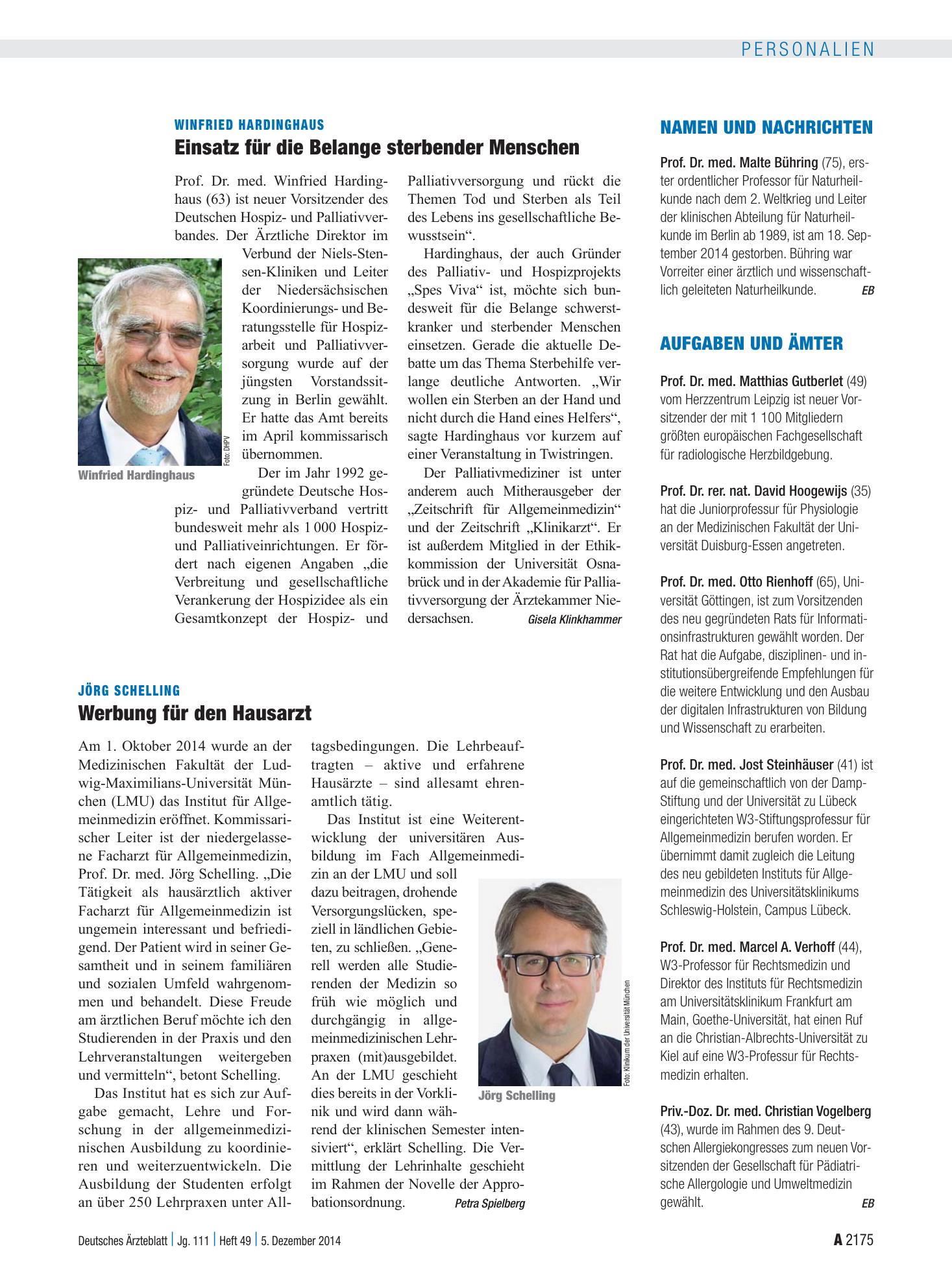 Vorschauseite 1: Aufgaben und Ämter – Deutsches Ärzteblatt