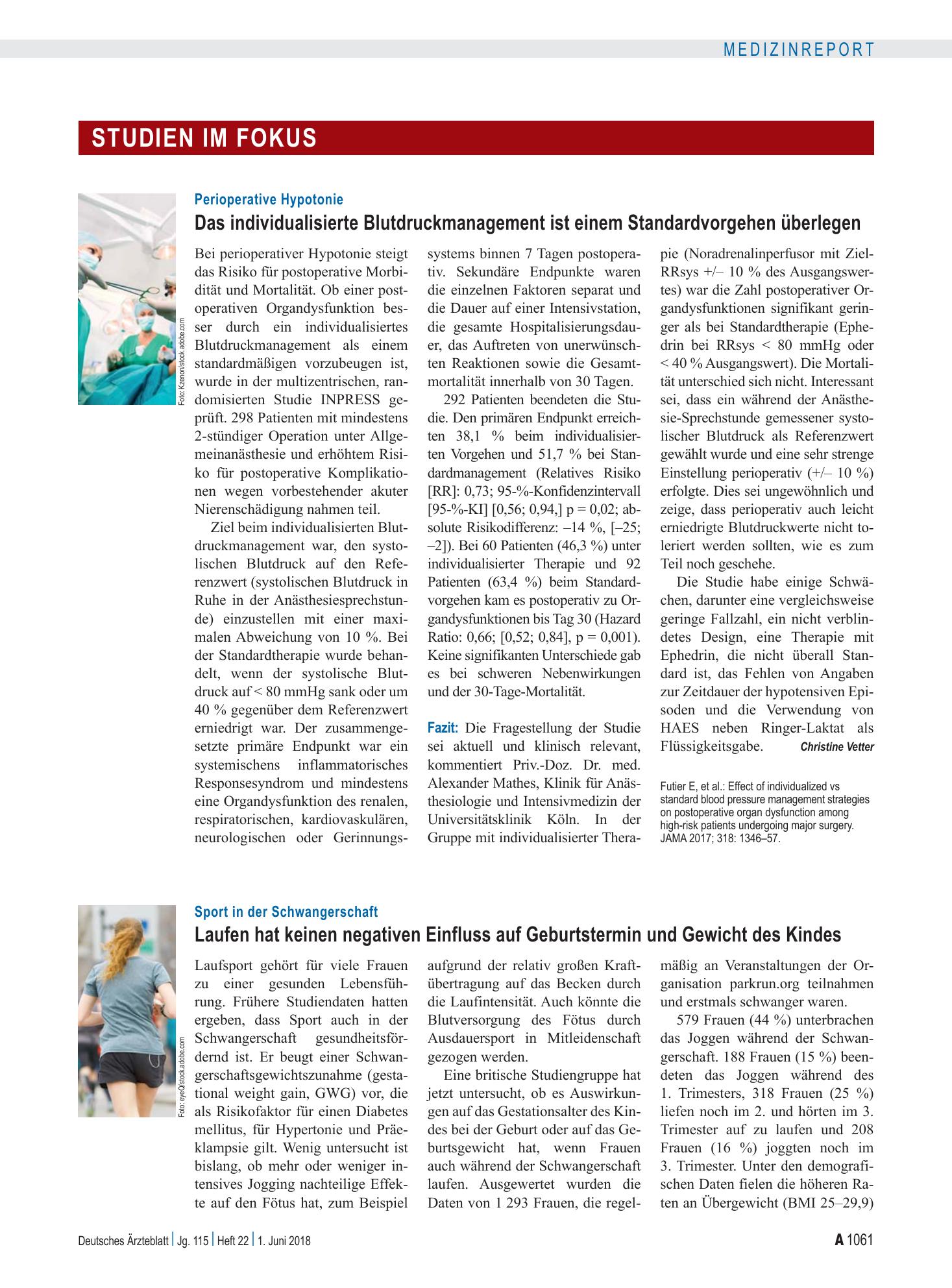 Vorschauseite 1: Perioperative Hypotonie: Das individualisierte Blutdruckmanagement ist einem Standardvorgehen überlegen – Deutsches Ärzteblatt