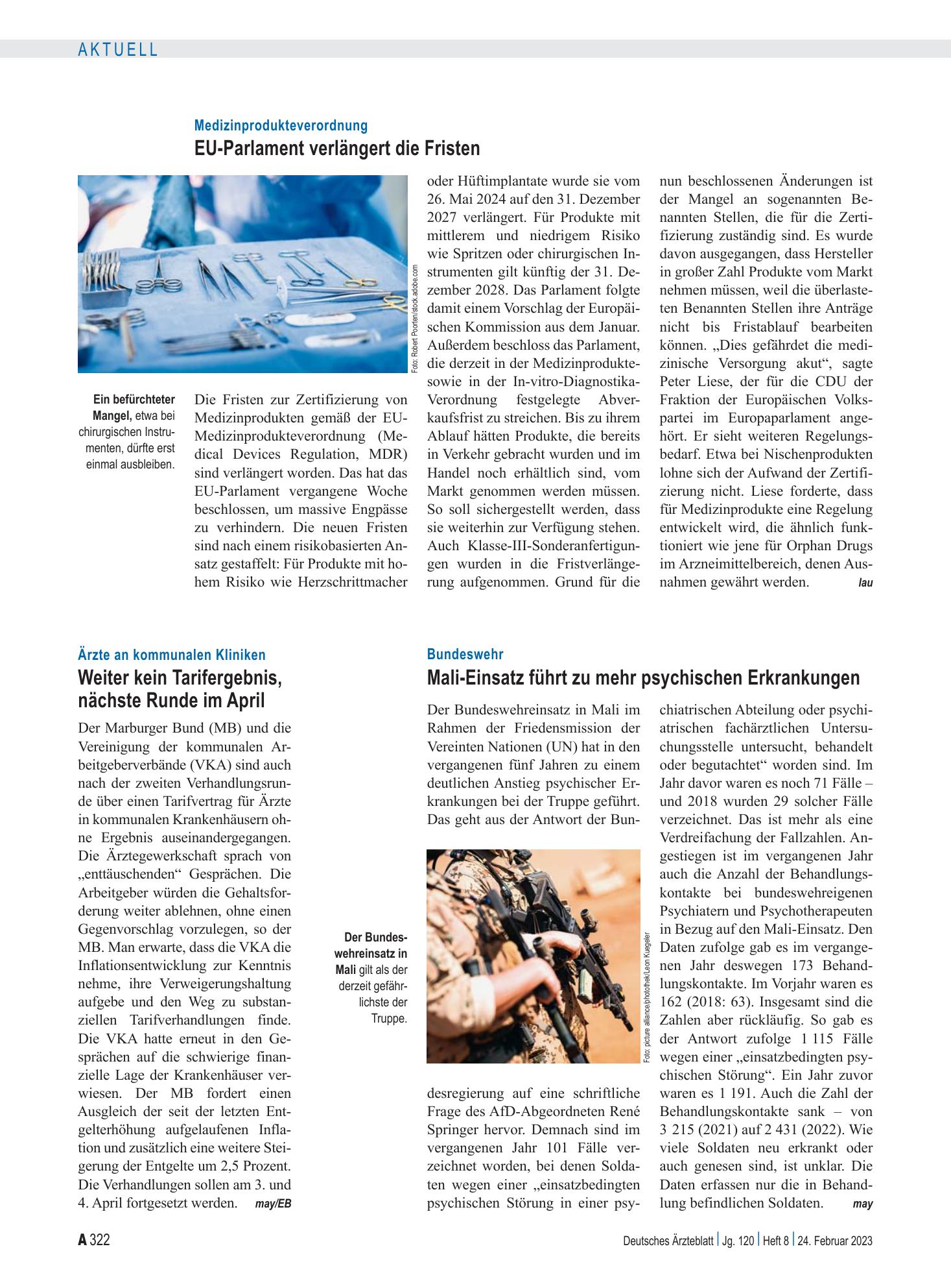 Vorschauseite 1: Ärzte an kommunalen Kliniken: Weiter kein Tarifergebnis, nächste Runde im April – Deutsches Ärzteblatt