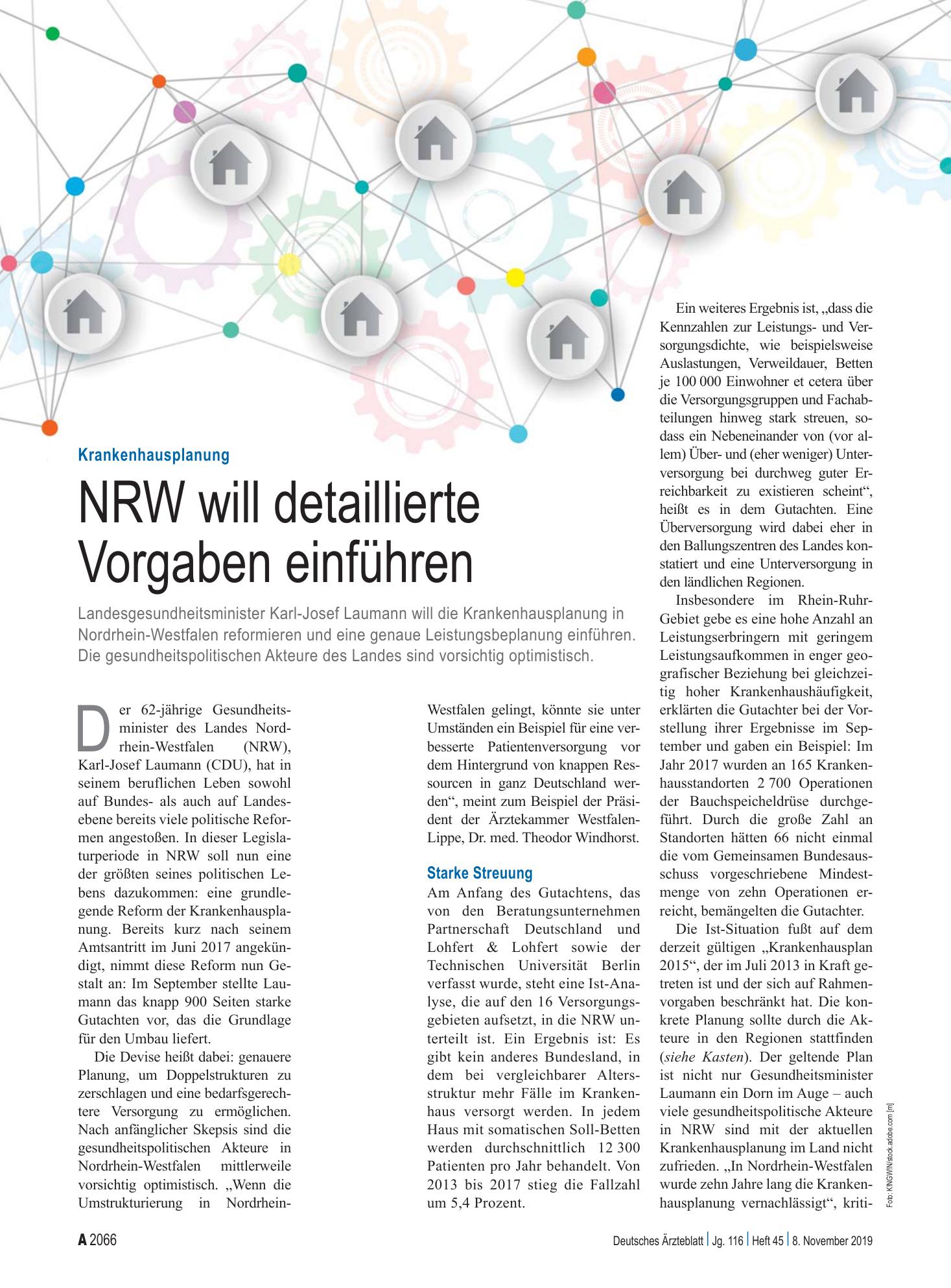 Vorschauseite 1: Krankenhausplanung: NRW will detaillierte Vorgaben einführen – Deutsches Ärzteblatt