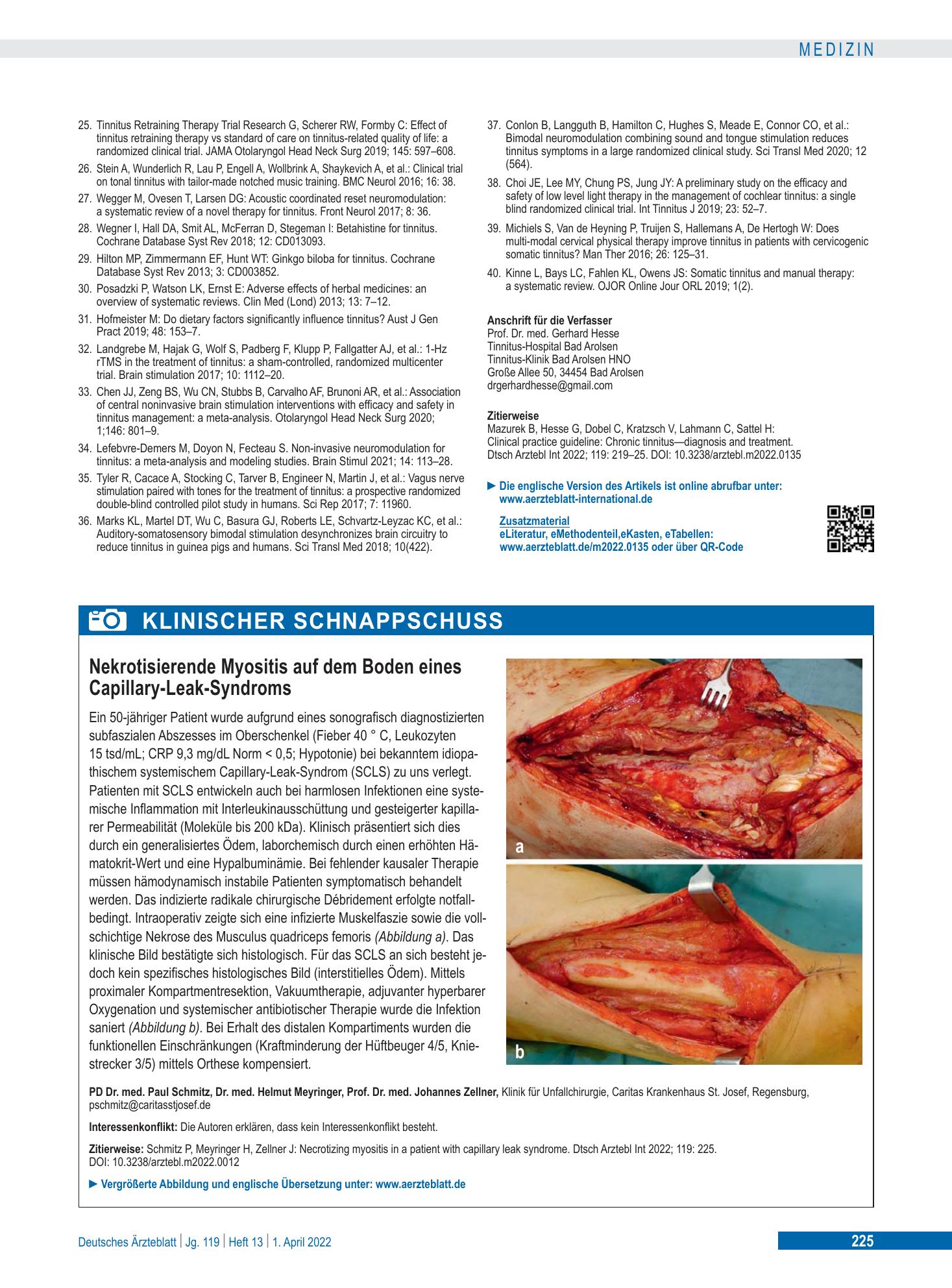 Vorschauseite 1: Nekrotisierende Myositis auf dem Boden eines Capillary-Leak-Syndroms – Deutsches Ärzteblatt