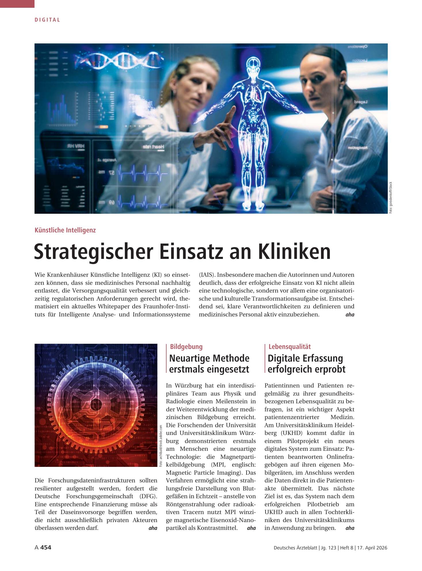Vorschauseite 1: Bildgebung: Neuartige Methode erstmals eingesetzt – Deutsches Ärzteblatt