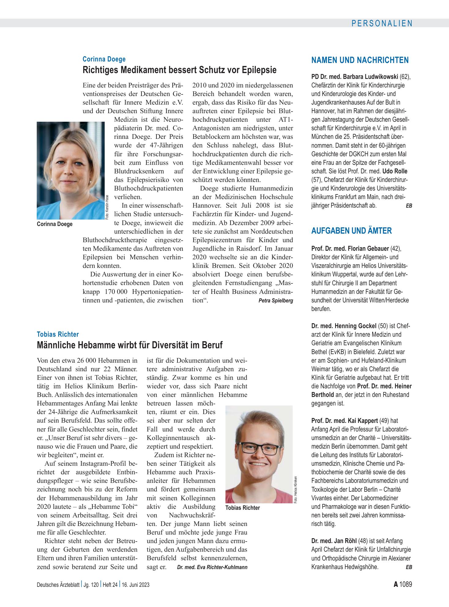 Vorschauseite 1: Aufgaben und Ämter – Deutsches Ärzteblatt