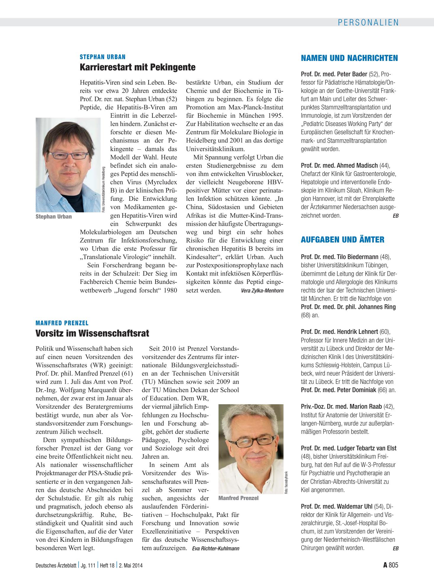 Vorschauseite 1: Aufgaben und Ämter – Deutsches Ärzteblatt