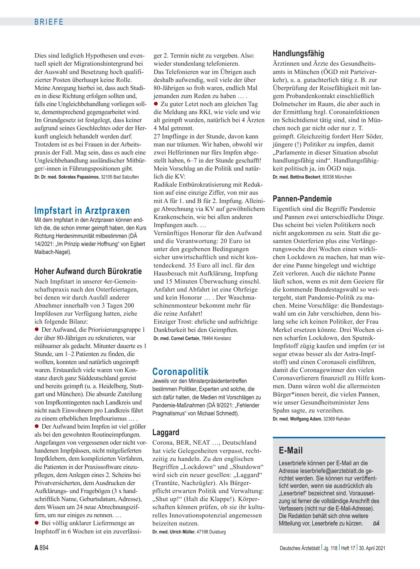 Vorschauseite 1: Coronapolitik: Laggard – Deutsches Ärzteblatt
