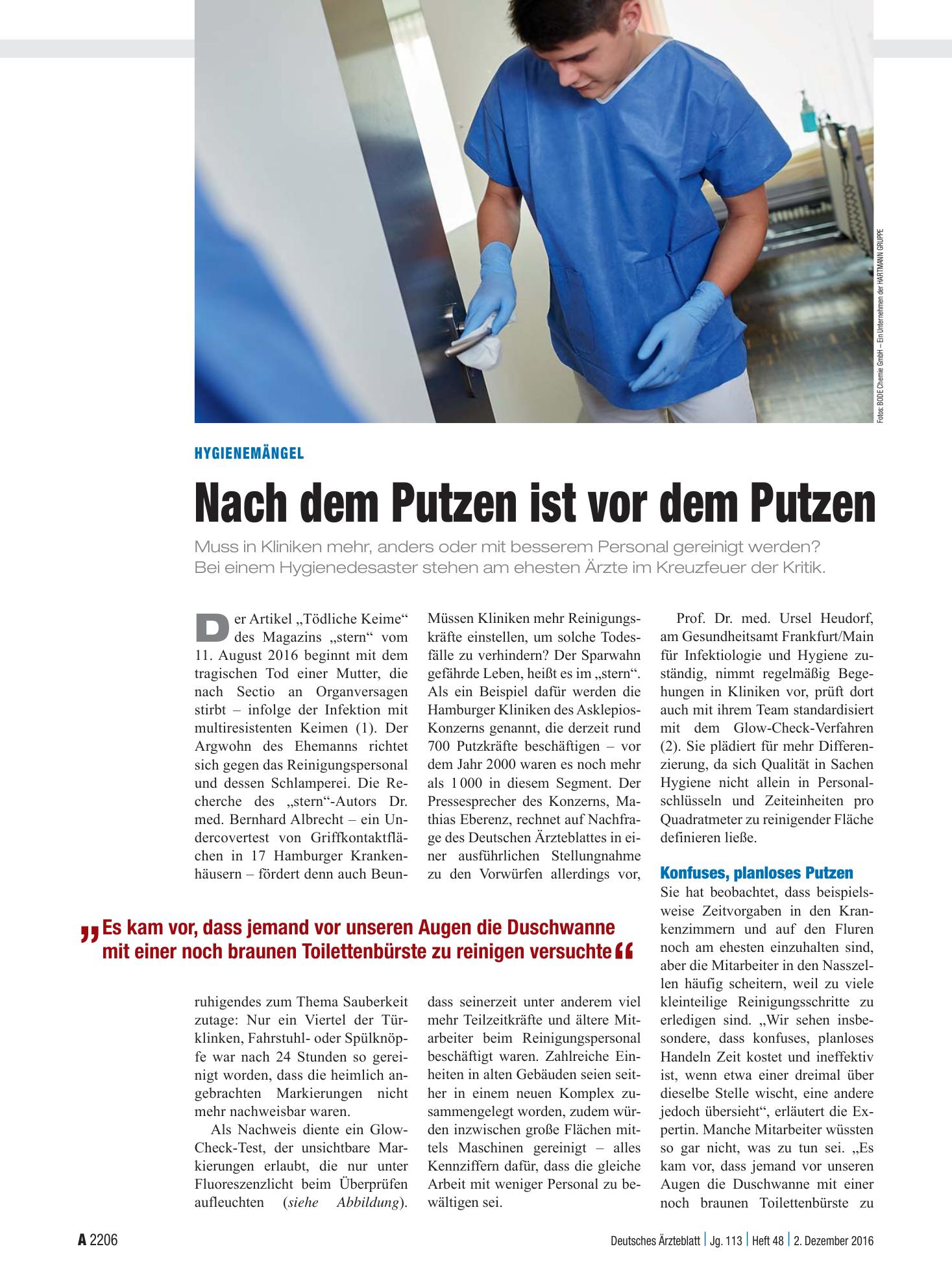 Vorschauseite 1: Hygienemängel: Nach dem Putzen ist vor dem Putzen – Deutsches Ärzteblatt