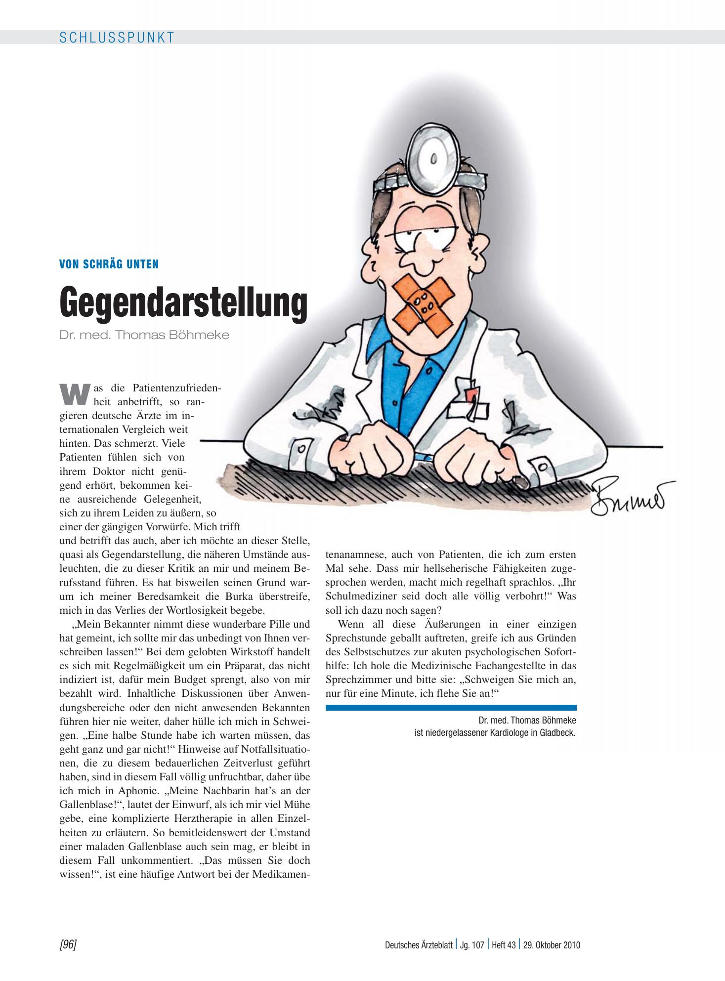 Vorschauseite 1: Von schräg unten: Gegendarstellung – Deutsches Ärzteblatt