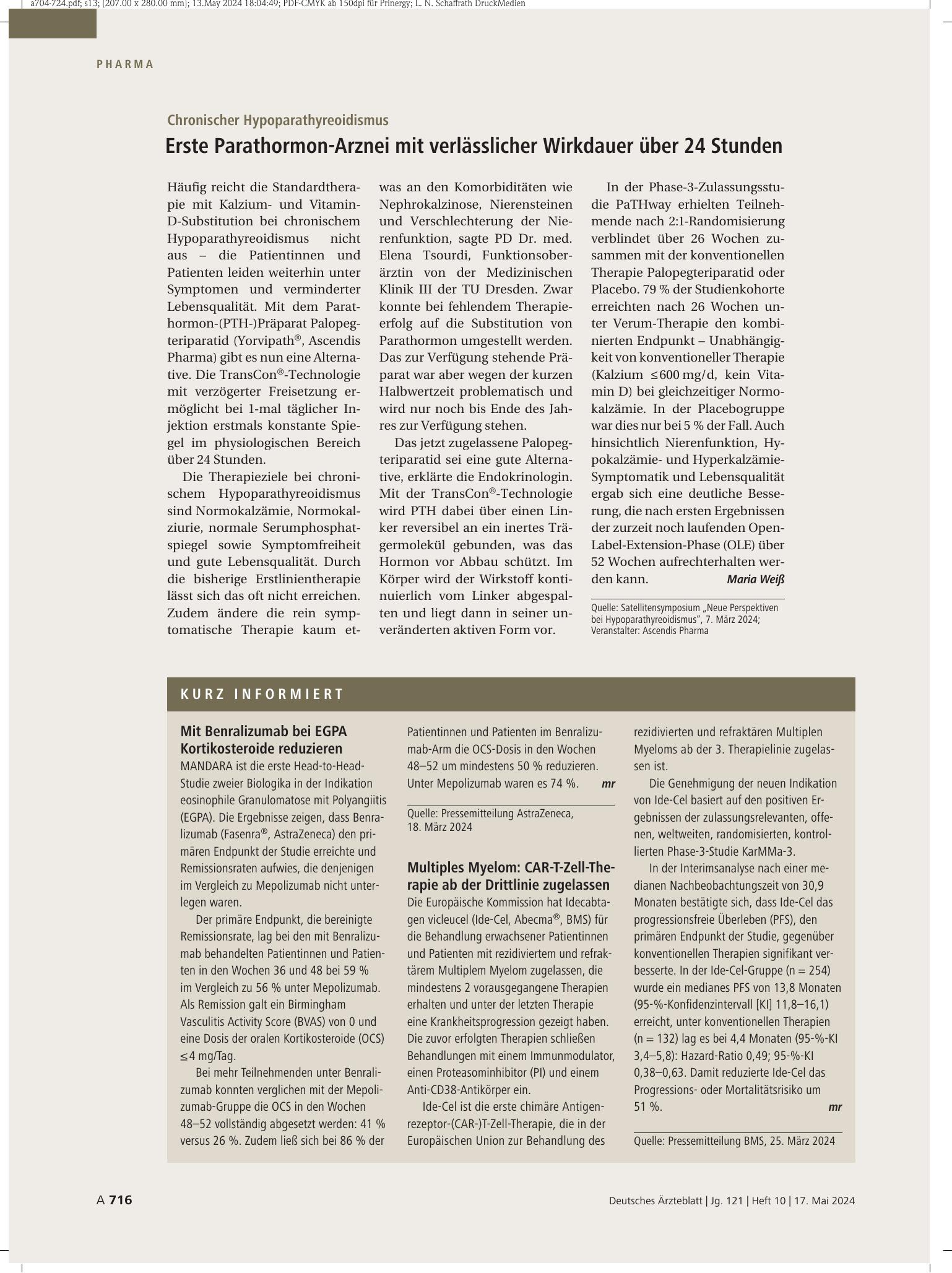 Vorschauseite 1: Kurz informiert – Deutsches Ärzteblatt