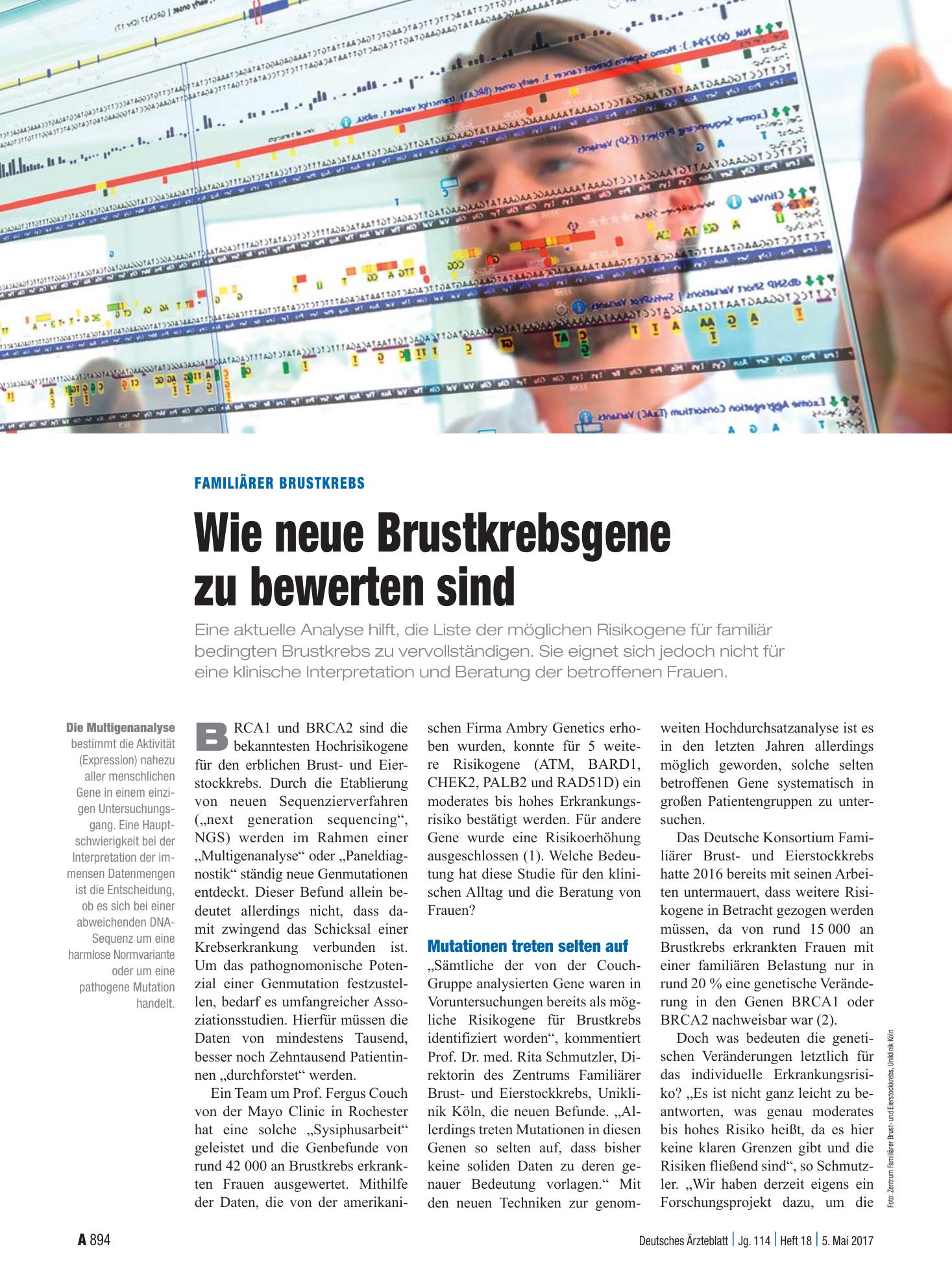 Vorschauseite 1: Familiärer Brustkrebs: Wie neue Brustkrebsgene zu bewerten sind – Deutsches Ärzteblatt