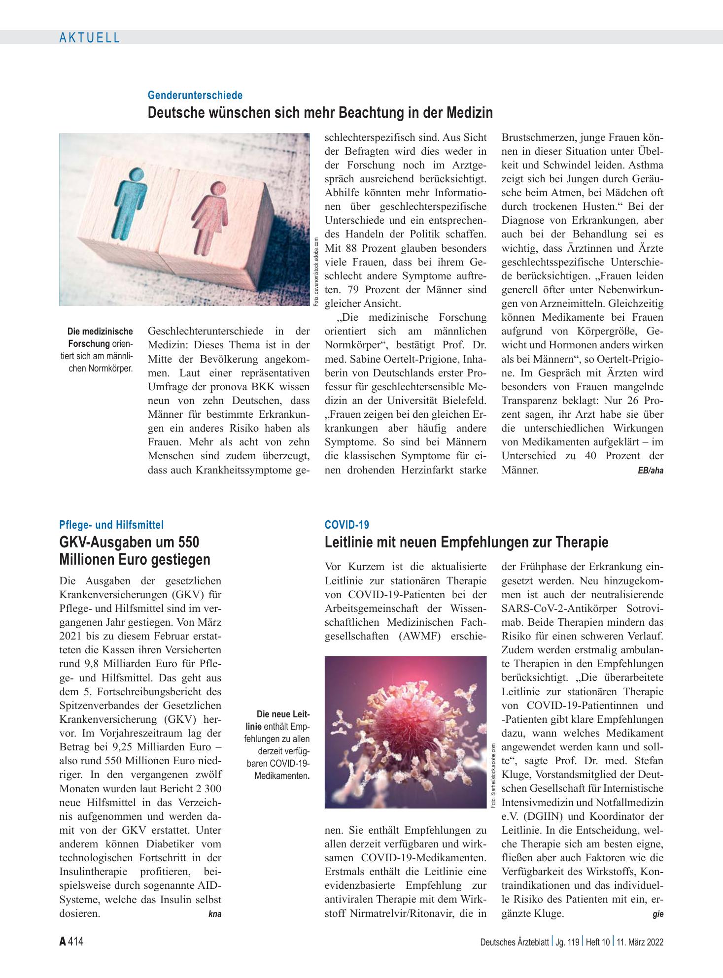 Vorschauseite 1: COVID-19: Leitlinie mit neuen Empfehlungen zur Therapie – Deutsches Ärzteblatt
