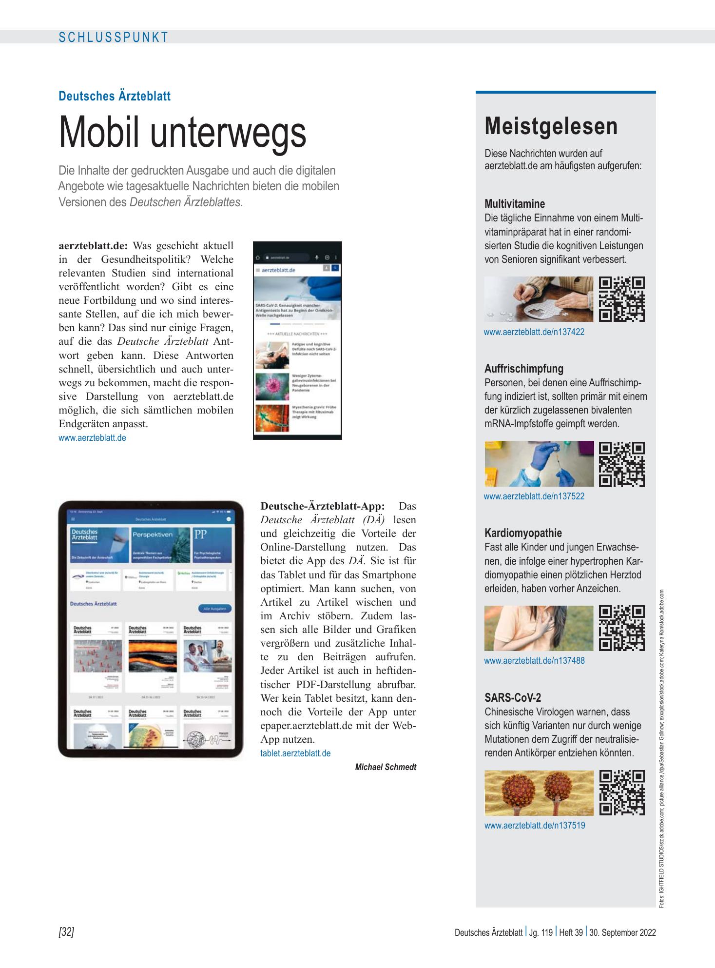 Vorschauseite 1: Meistgelesen – Deutsches Ärzteblatt