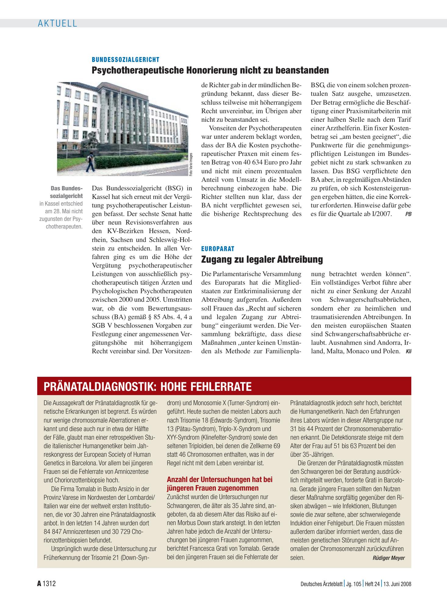 Vorschauseite 1: Pränataldiagnostik: Hohe Fehlerrate – Deutsches Ärzteblatt