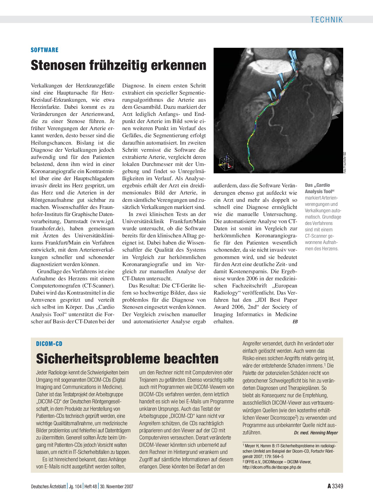 Vorschauseite 1: DICOM-CD: Sicherheitsprobleme beachten – Deutsches Ärzteblatt
