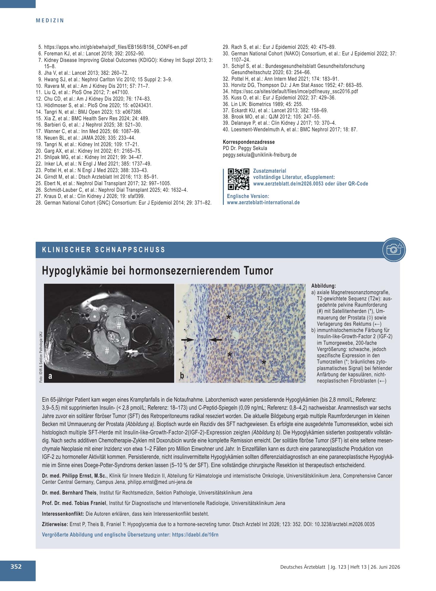 Vorschauseite 1: Hypoglykämie bei hormonsezernierendem Tumor – Deutsches Ärzteblatt