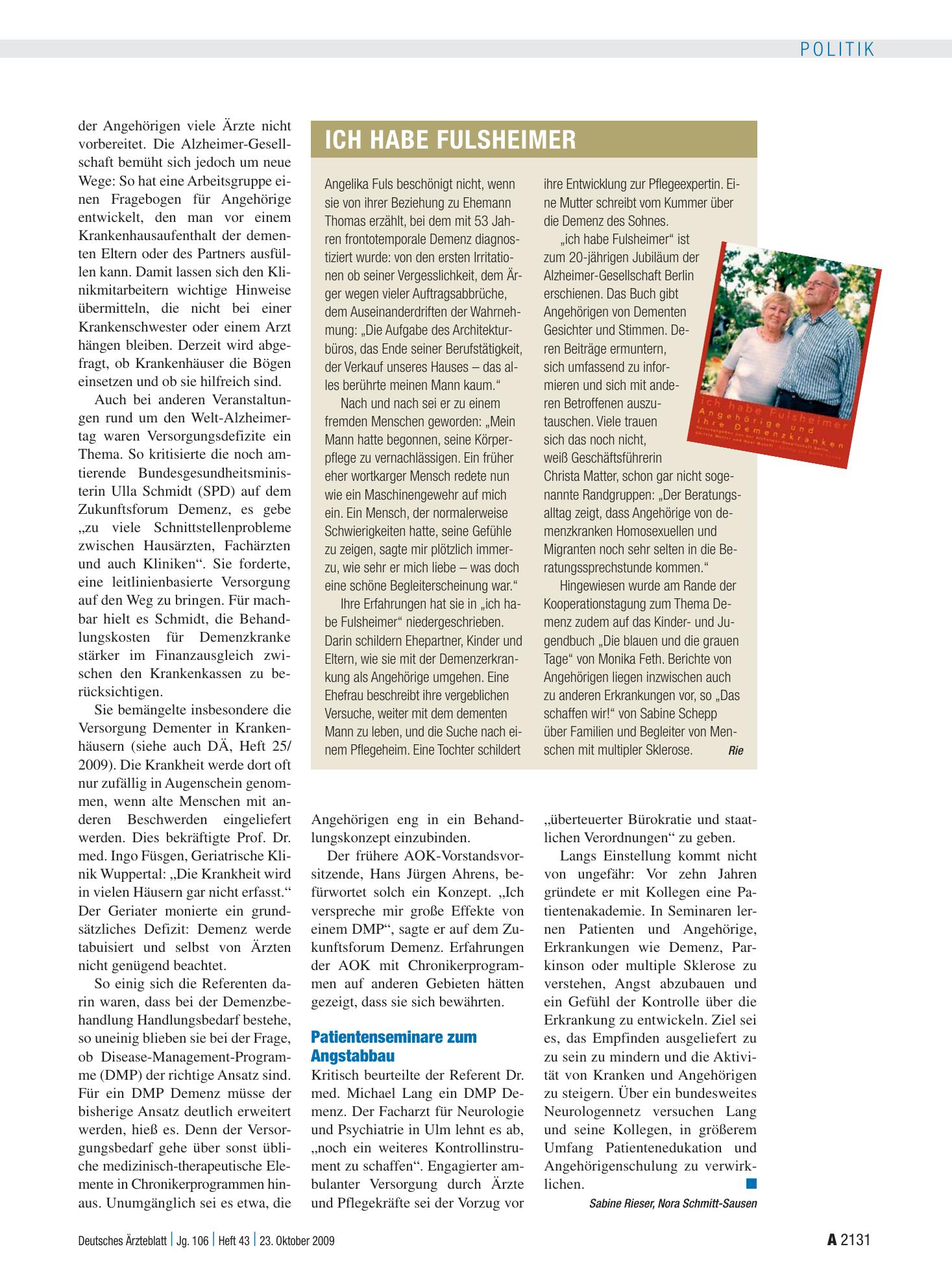 Vorschauseite 1: Ich habe Fulsheimer – Deutsches Ärzteblatt