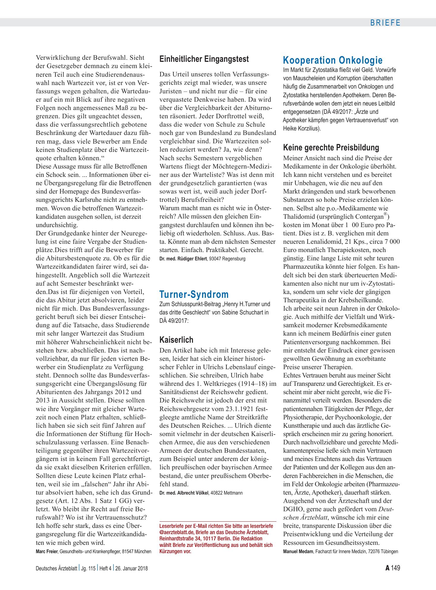 Vorschauseite 1: Turner-Syndrom: Kaiserlich – Deutsches Ärzteblatt