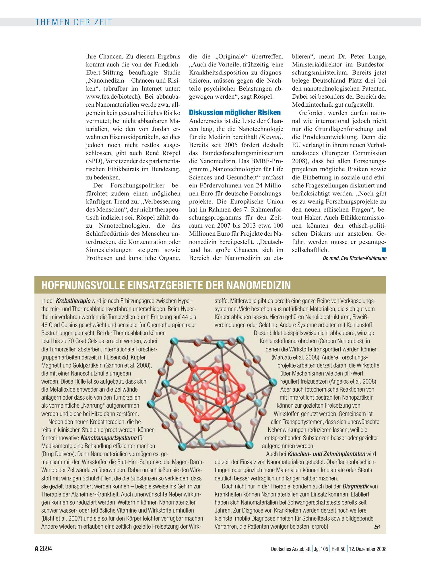 Vorschauseite 1: Hoffnungsvolle Einsatzgebiete der Nanomedizin – Deutsches Ärzteblatt