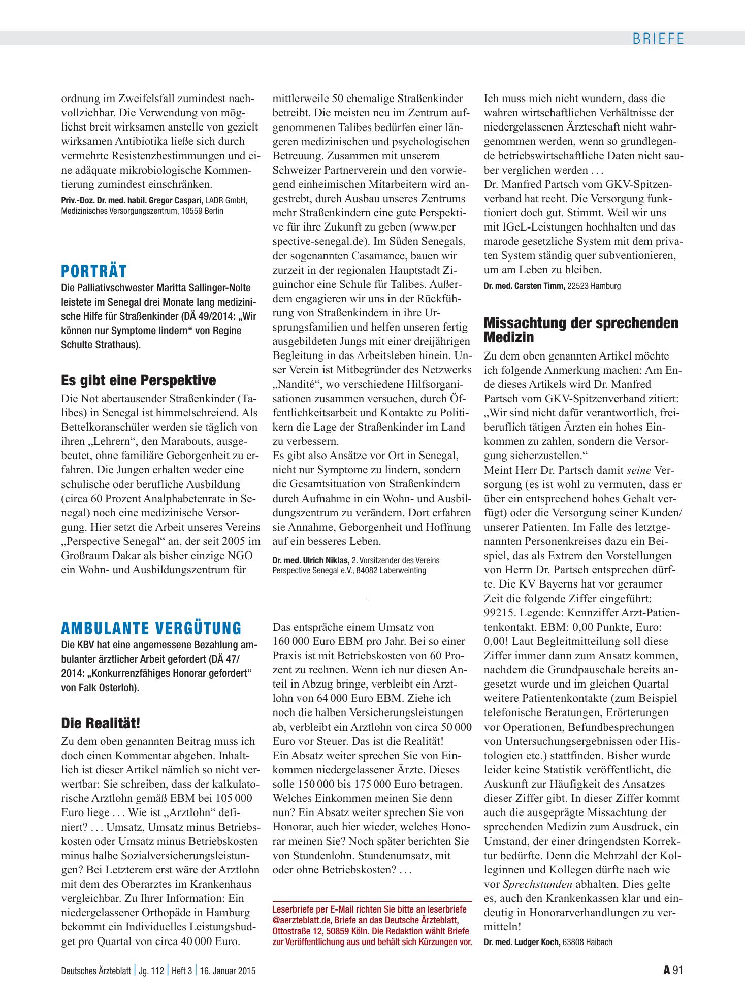 Vorschauseite 1: Porträt: Es gibt eine Perspektive – Deutsches Ärzteblatt