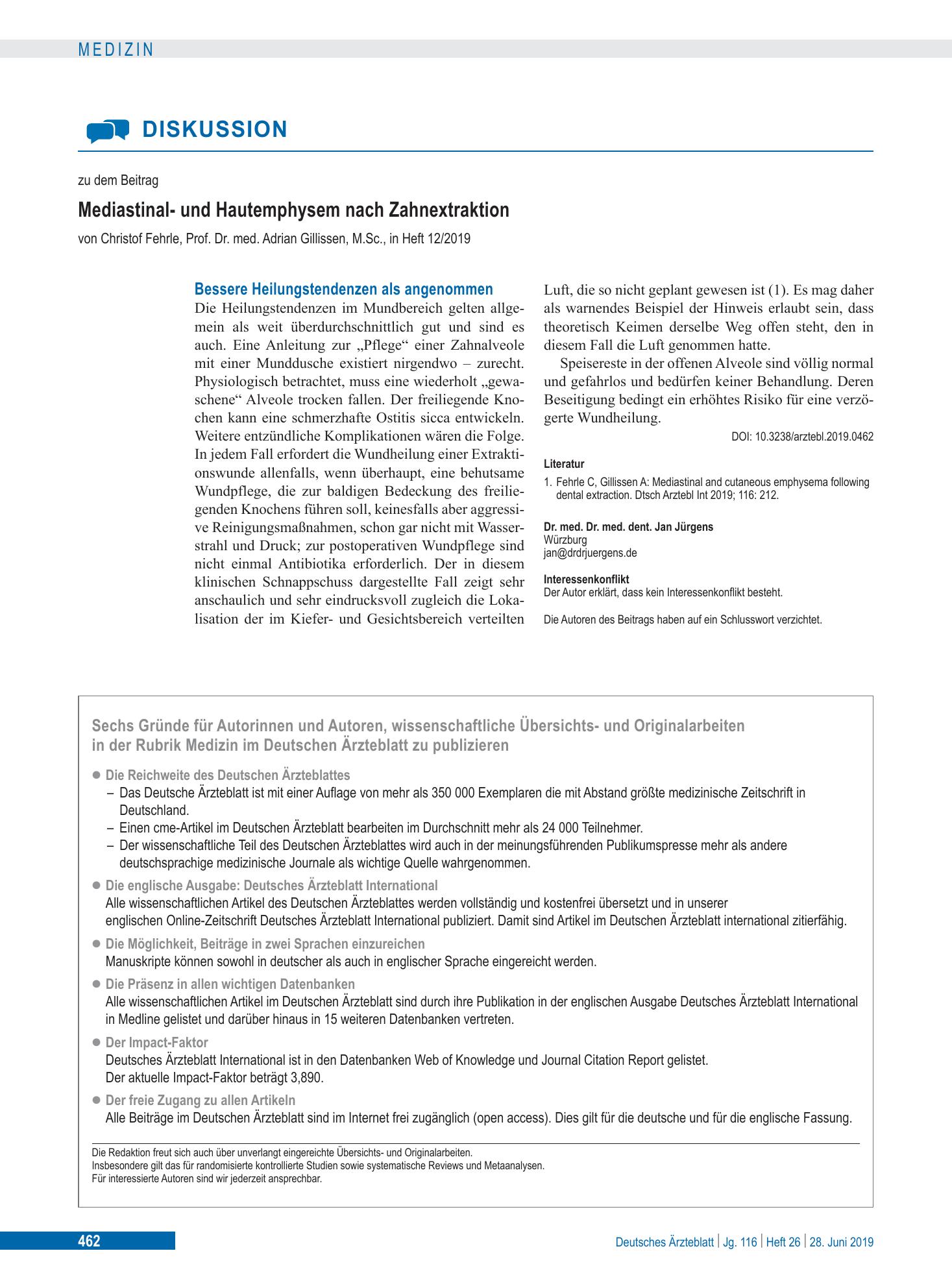 Vorschauseite 1: Bessere Heilungstendenzen als angenommen – Deutsches Ärzteblatt