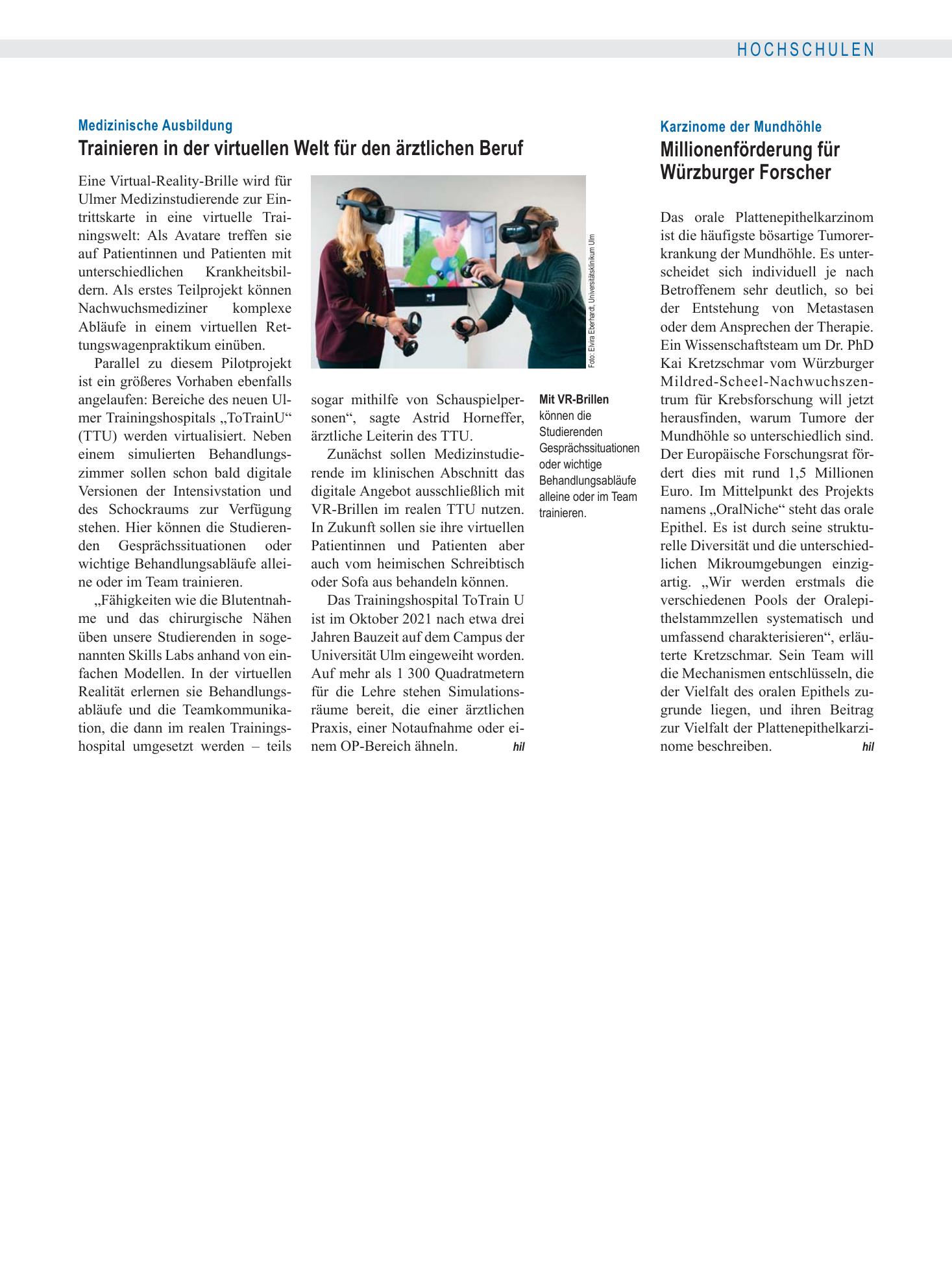 Vorschauseite 1: Medizinische Ausbildung: Trainieren in der virtuellen Welt für den ärztlichen Beruf – Deutsches Ärzteblatt