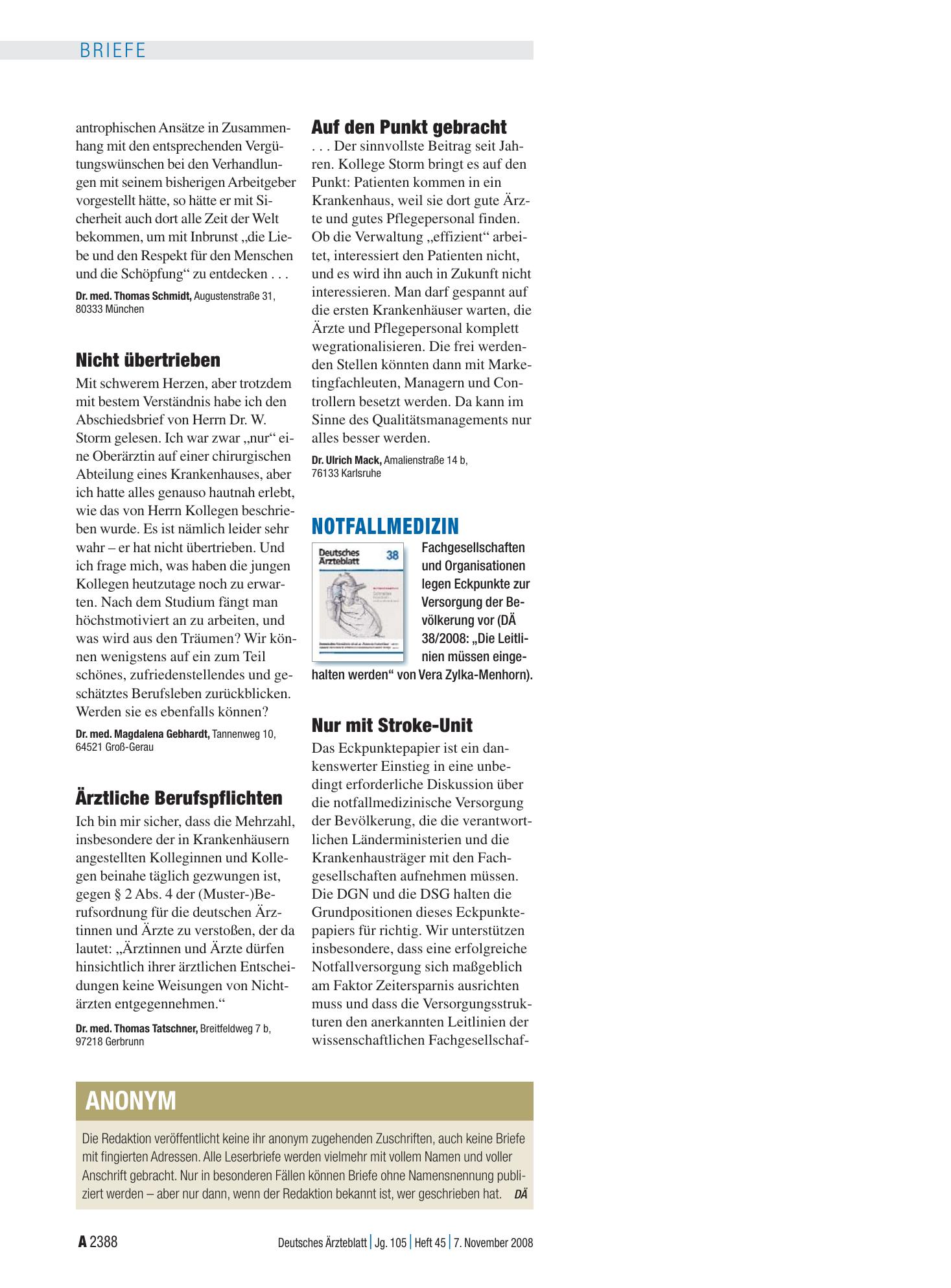 Vorschauseite 1: Notfallmedizin: Nur mit Stroke-Unit – Deutsches Ärzteblatt