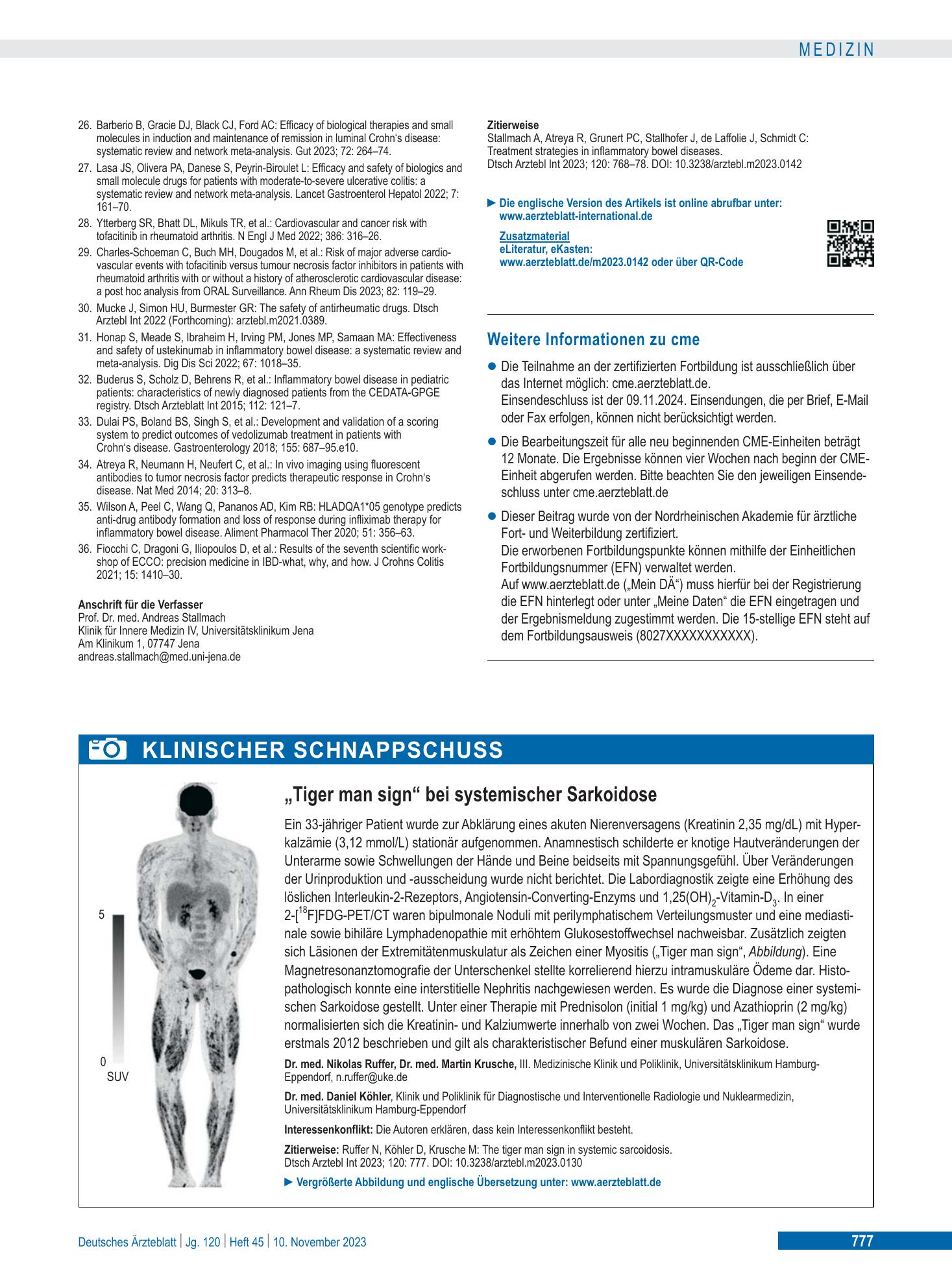 Vorschauseite 1: „Tiger man sign“ bei systemischer Sarkoidose – Deutsches Ärzteblatt