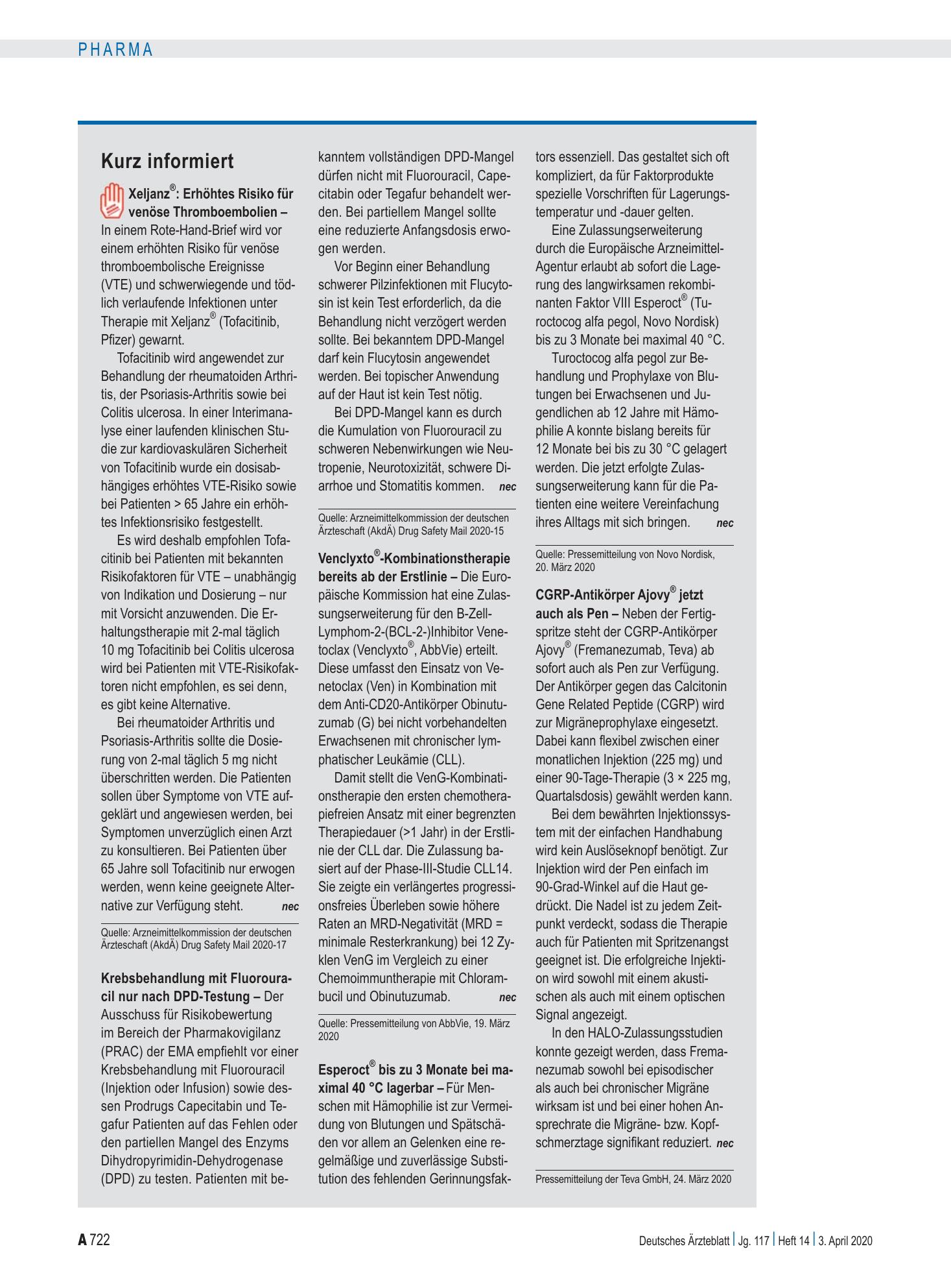 Vorschauseite 1: Kurz informiert – Deutsches Ärzteblatt
