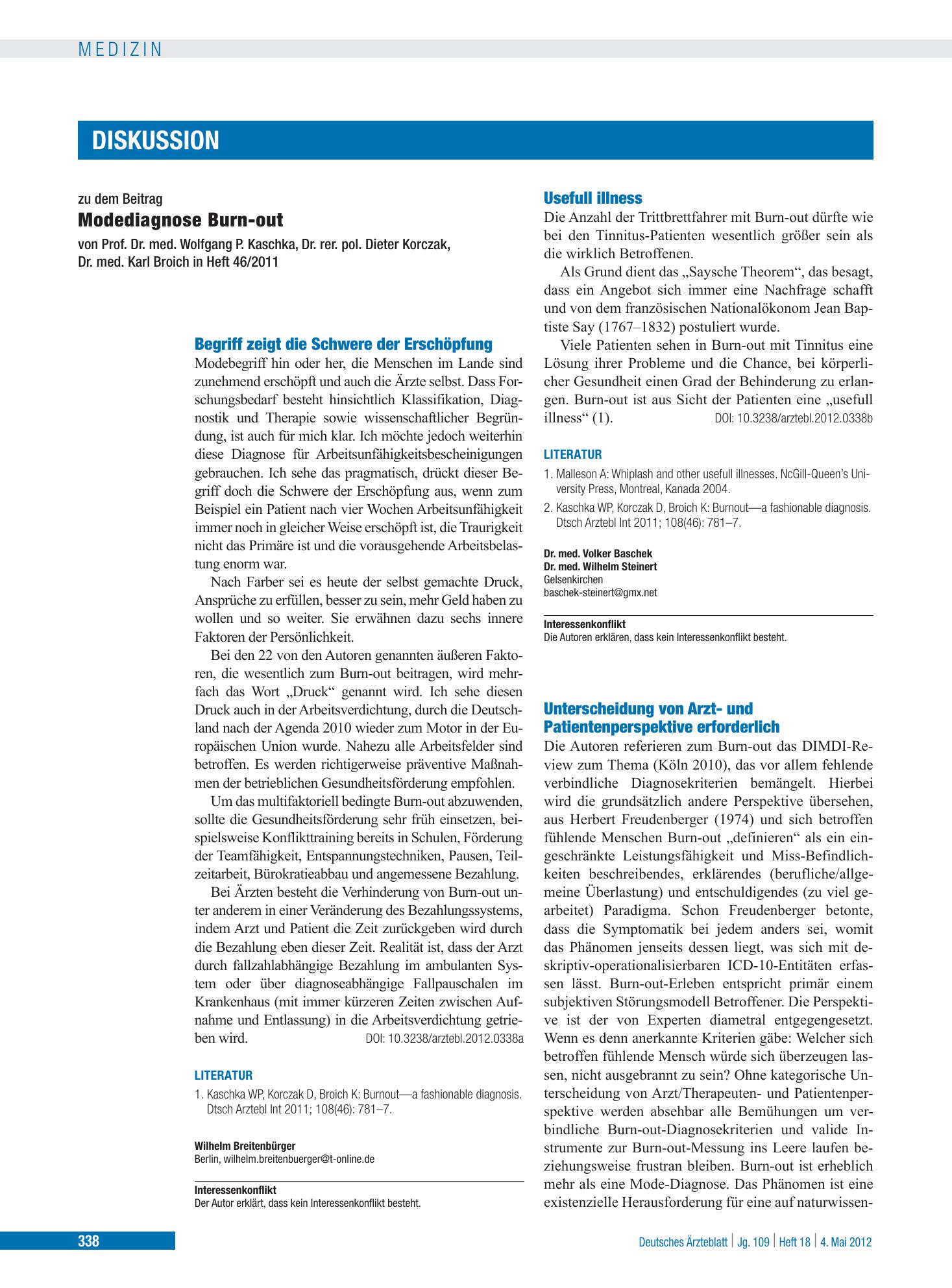 Vorschauseite 1: Usefull illness – Deutsches Ärzteblatt
