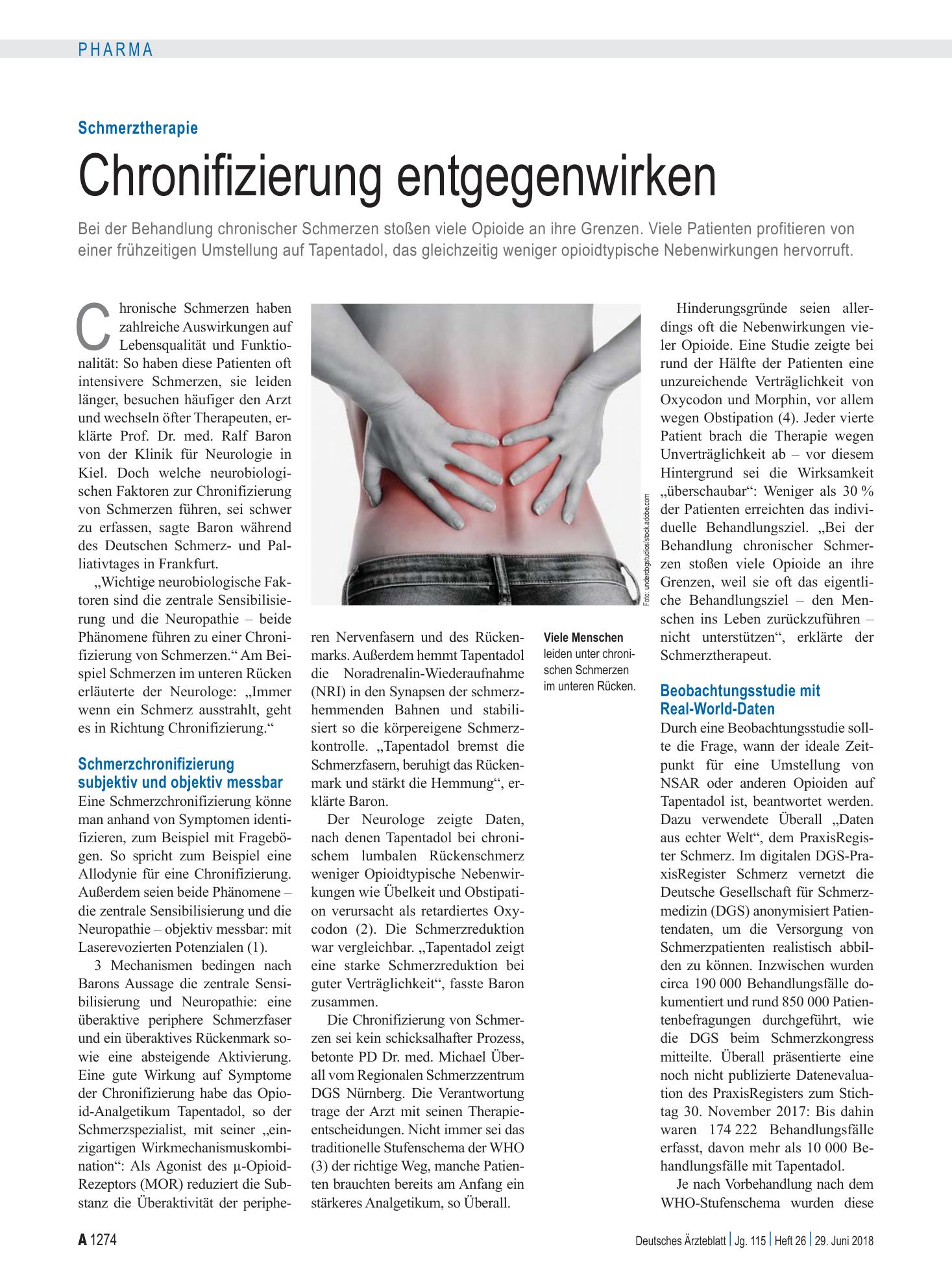 Vorschauseite 1: Schmerztherapie: Chronifizierung entgegenwirken – Deutsches Ärzteblatt